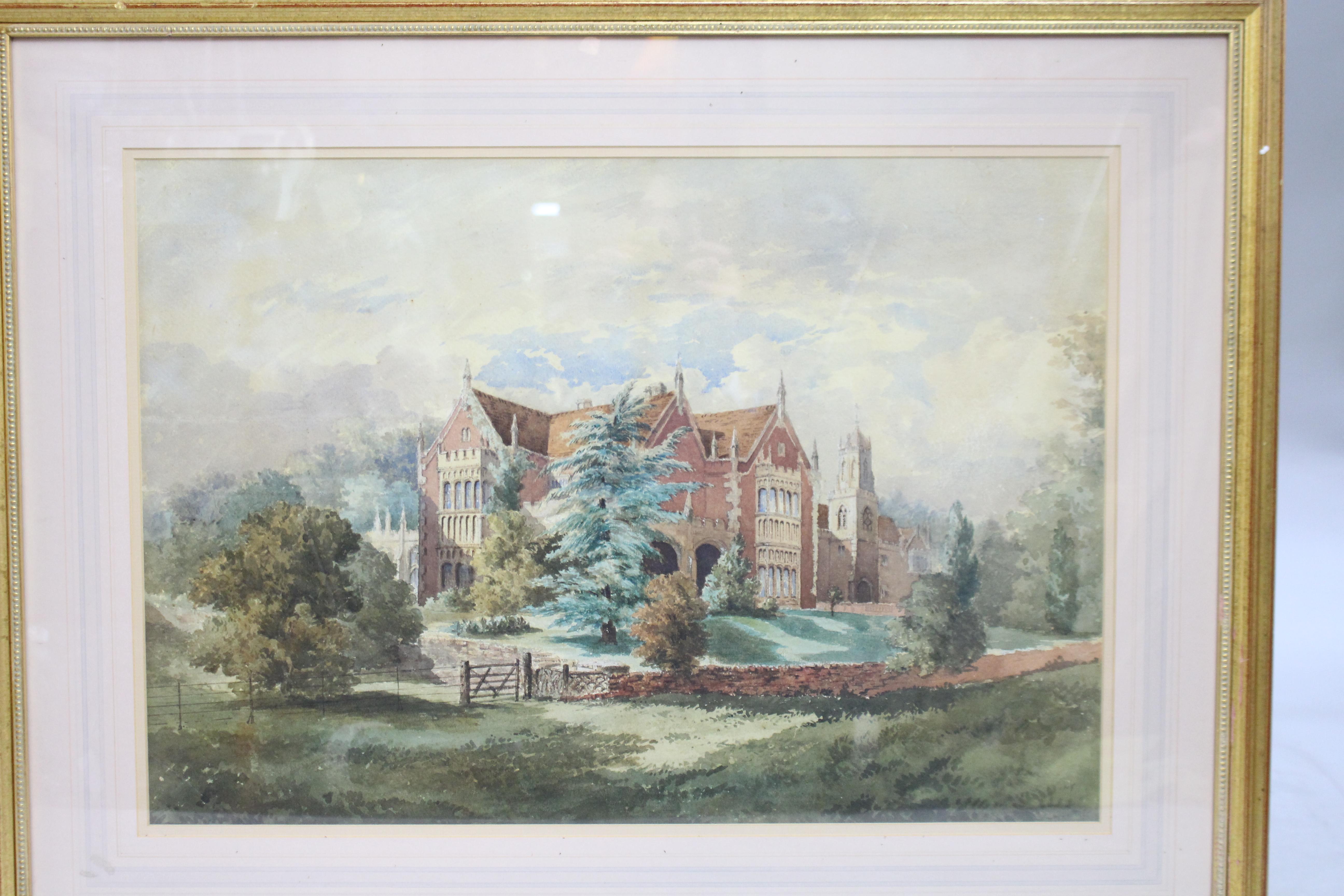 Britannique Aquarelle anglaise du début du 20e siècle représentant une maison de campagne dans un cadre doré en vente