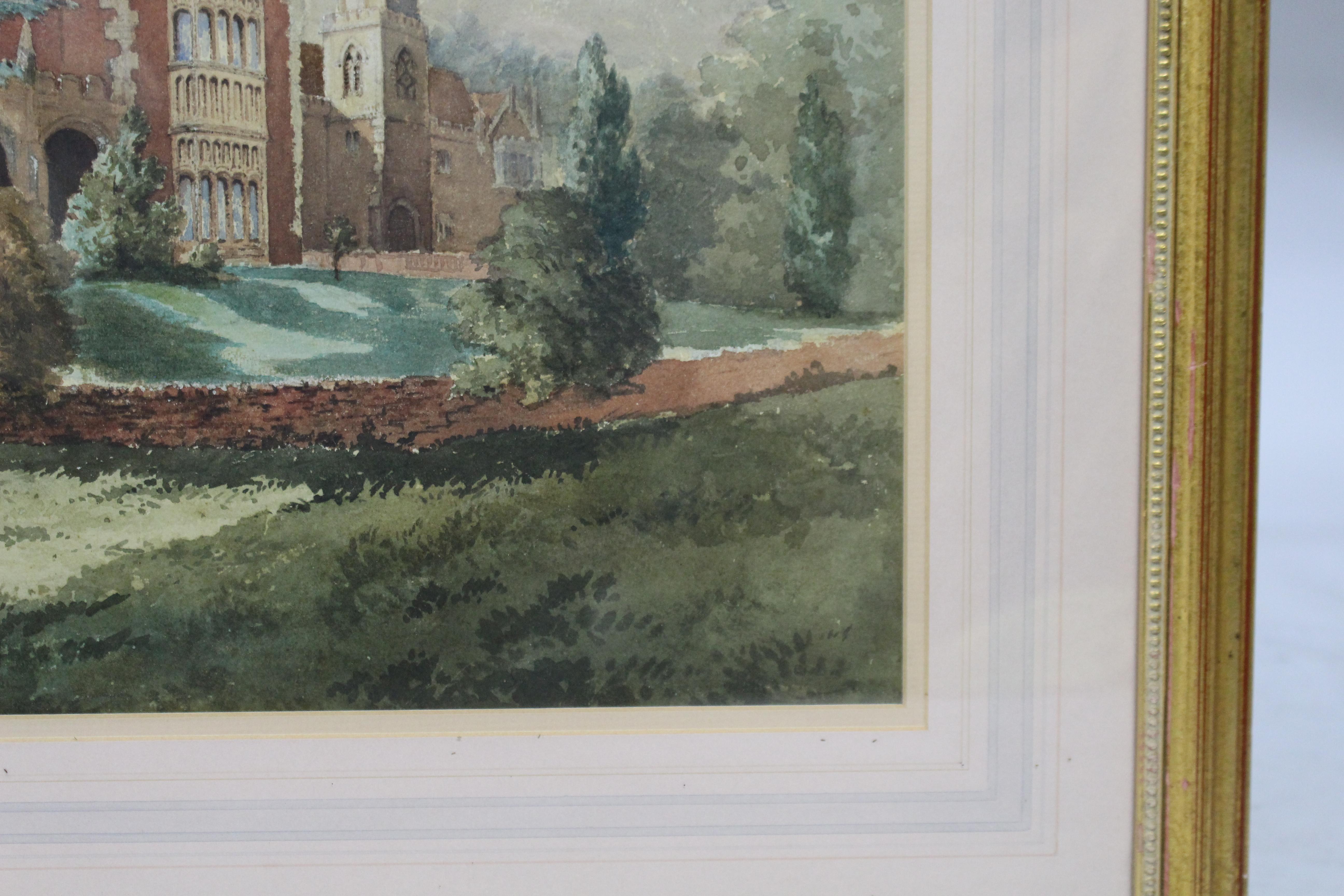 Peint Aquarelle anglaise du début du 20e siècle représentant une maison de campagne dans un cadre doré en vente