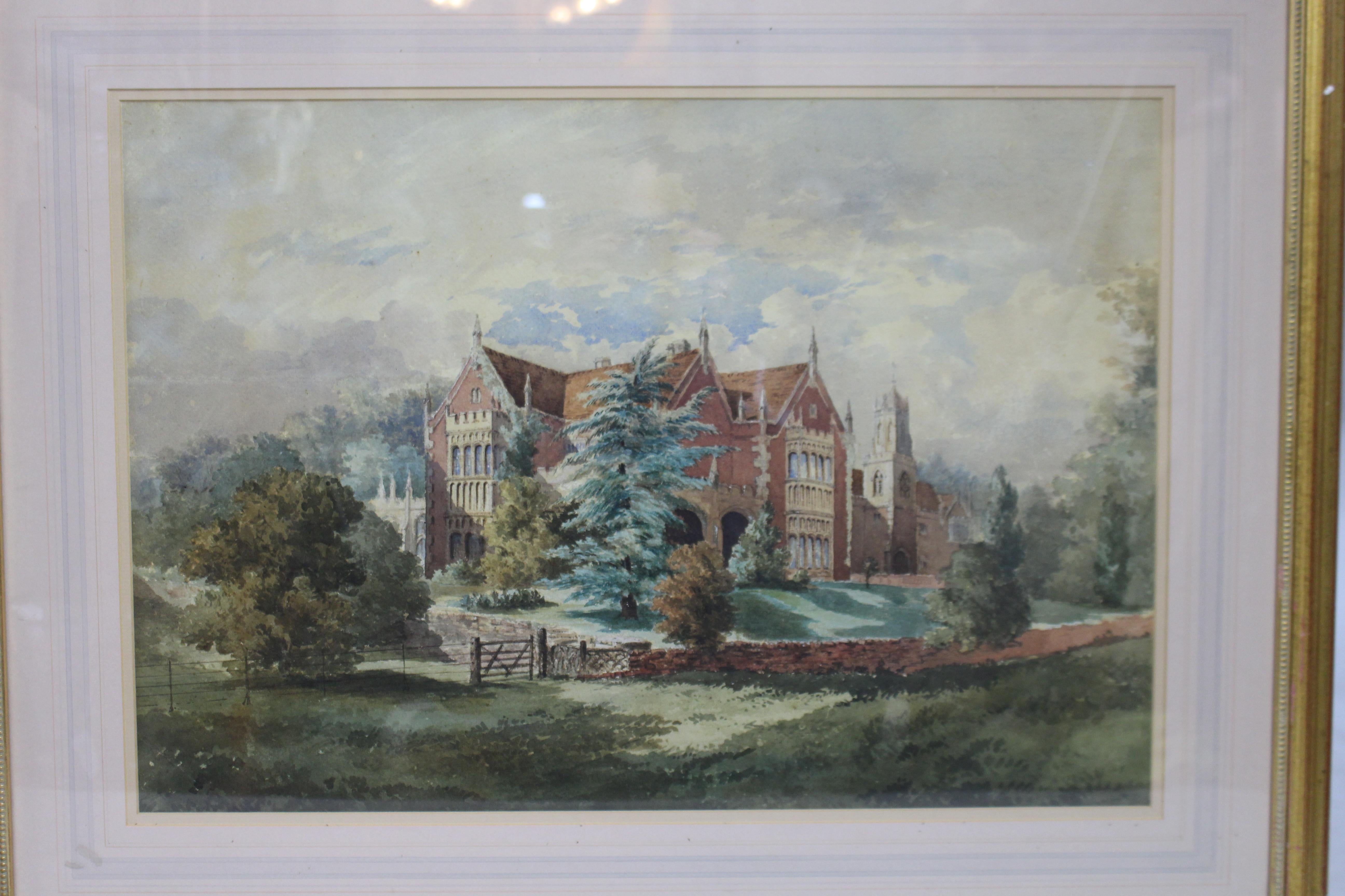 Aquarelle anglaise du début du 20e siècle représentant une maison de campagne dans un cadre doré Bon état - En vente à Worcester, GB