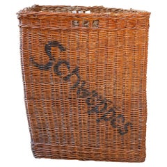 Vintage Early 20th Century English Wicker Advertising Basket – Schweppes