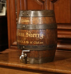 Early 20th Century English Carved Oak and Metal Cream Sherry Barrel