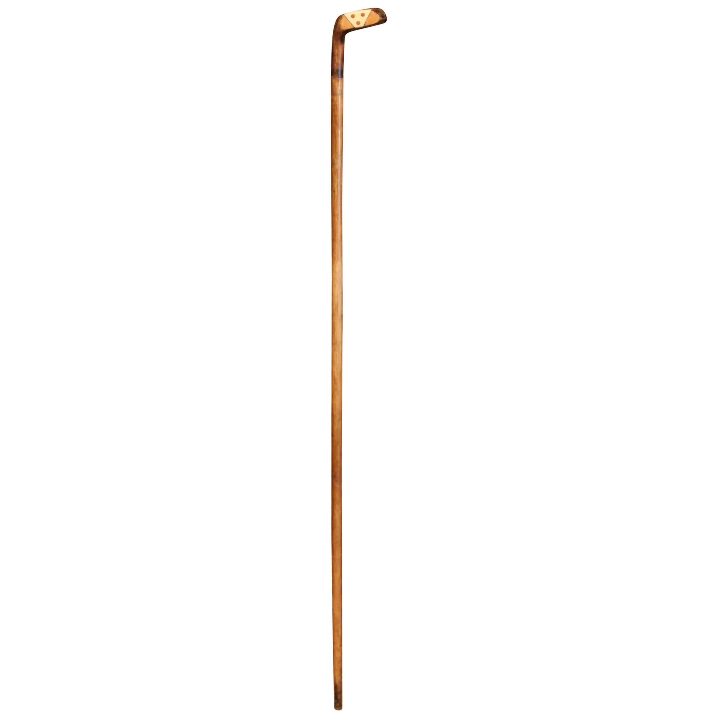 Early 20th Century English Wooden Golf Club Walking Stick or “Sunday Cane”