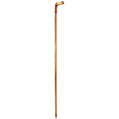 Antique Early 20th Century English Wooden Golf Club Walking Stick or “Sunday Cane”