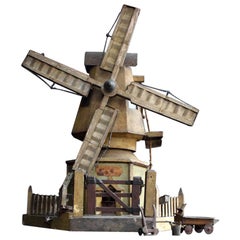 Antique Early-20th Century English Working Scratch Built Windmill Model 