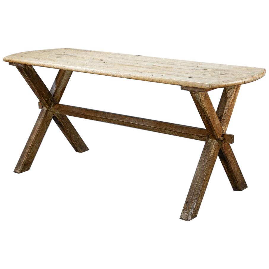 Early 20th Century English X-Frame Tavern Table