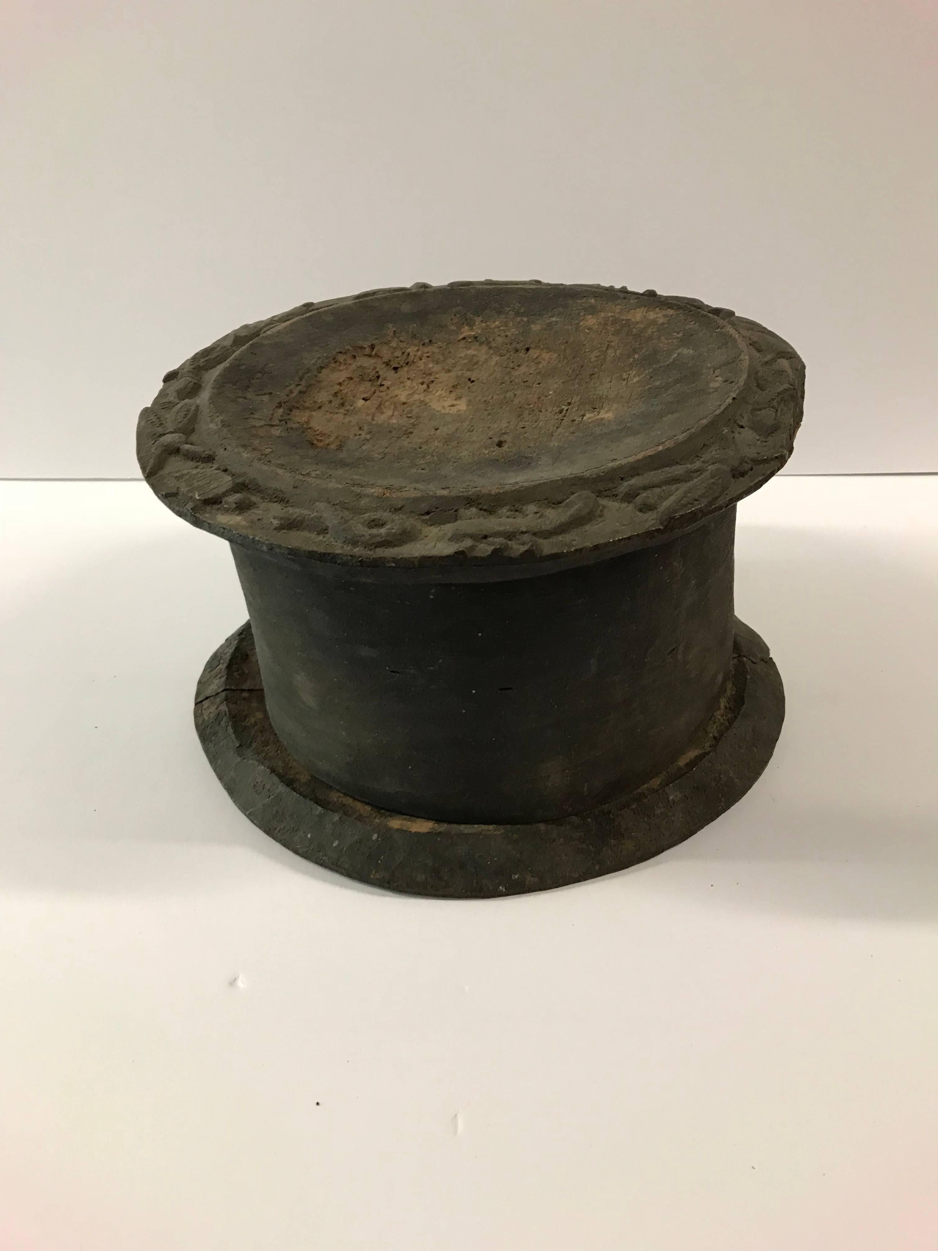 Early 20th Century Engraved African Lidded Food Storage Box 1