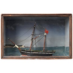 Early 20th Century Enlgish Folk-Art Ship Diorama
