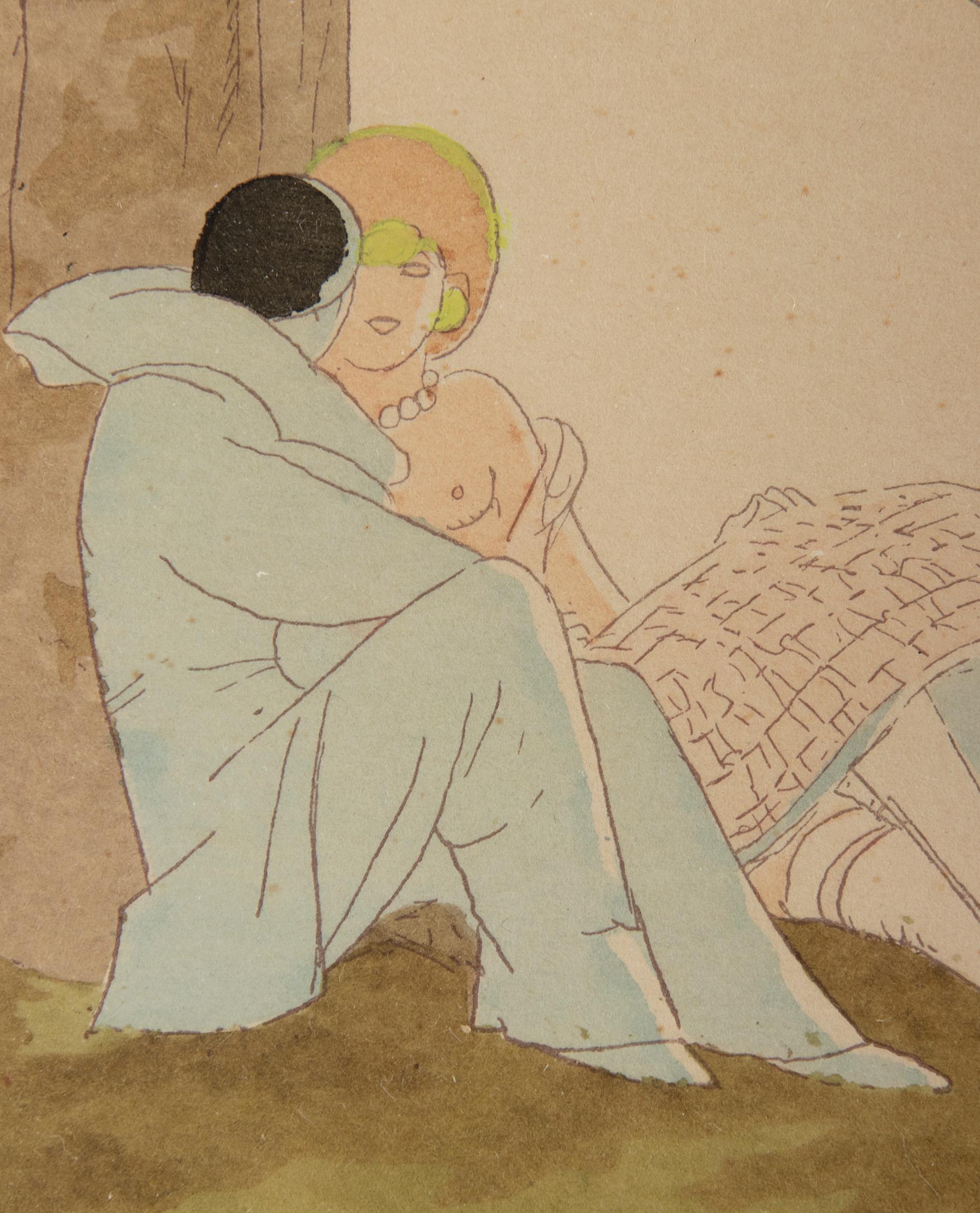 Erotice Pochoir-Drucke des frühen 20. Jahrhunderts von Ettore TITO im Angebot 13