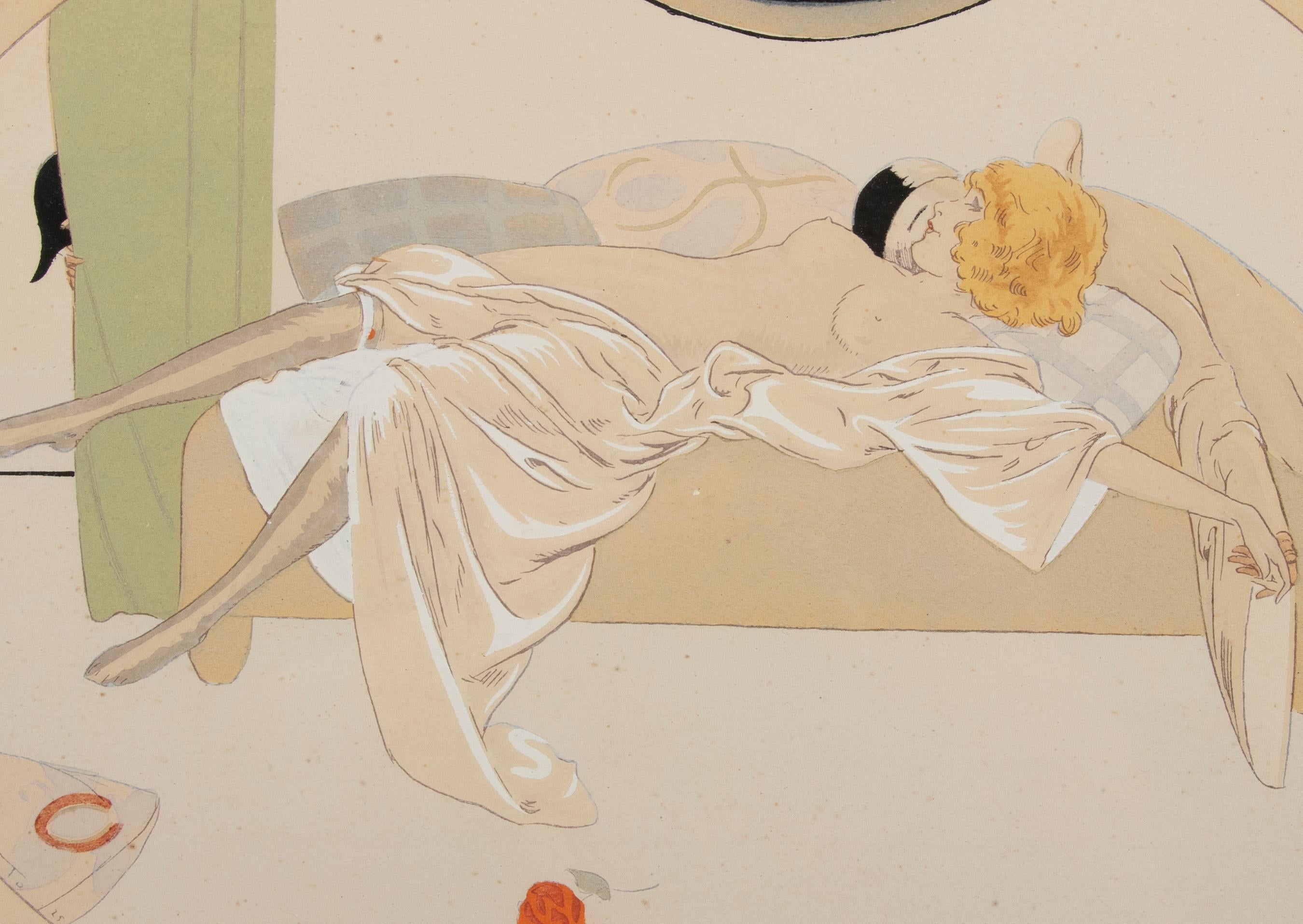 Italian Early 20th Century Erotic Pochoir Prints by Ettore TITO For Sale