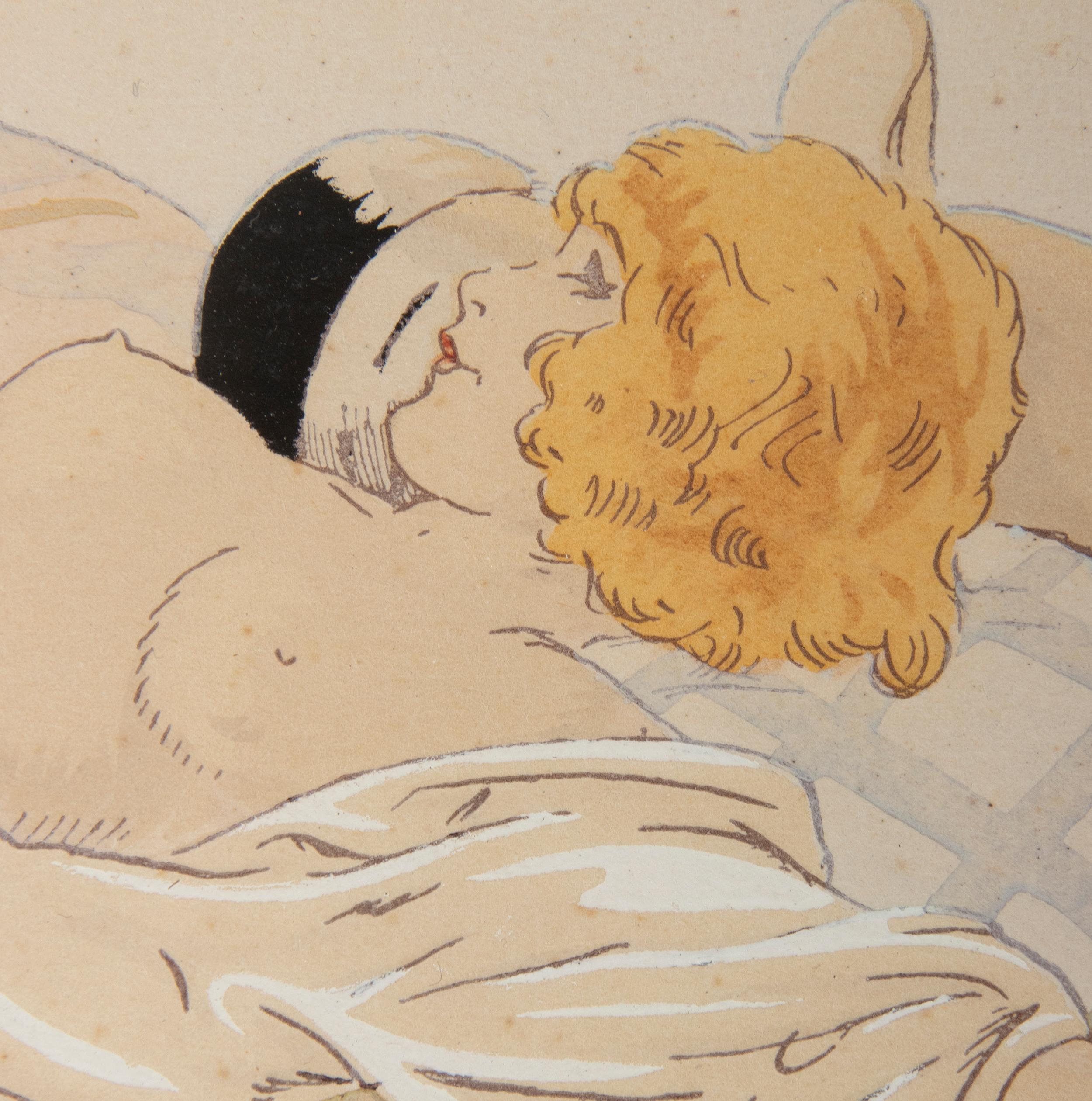 Early 20th Century Erotic Pochoir Prints by Ettore TITO In Good Condition For Sale In Casteren, Noord-Brabant