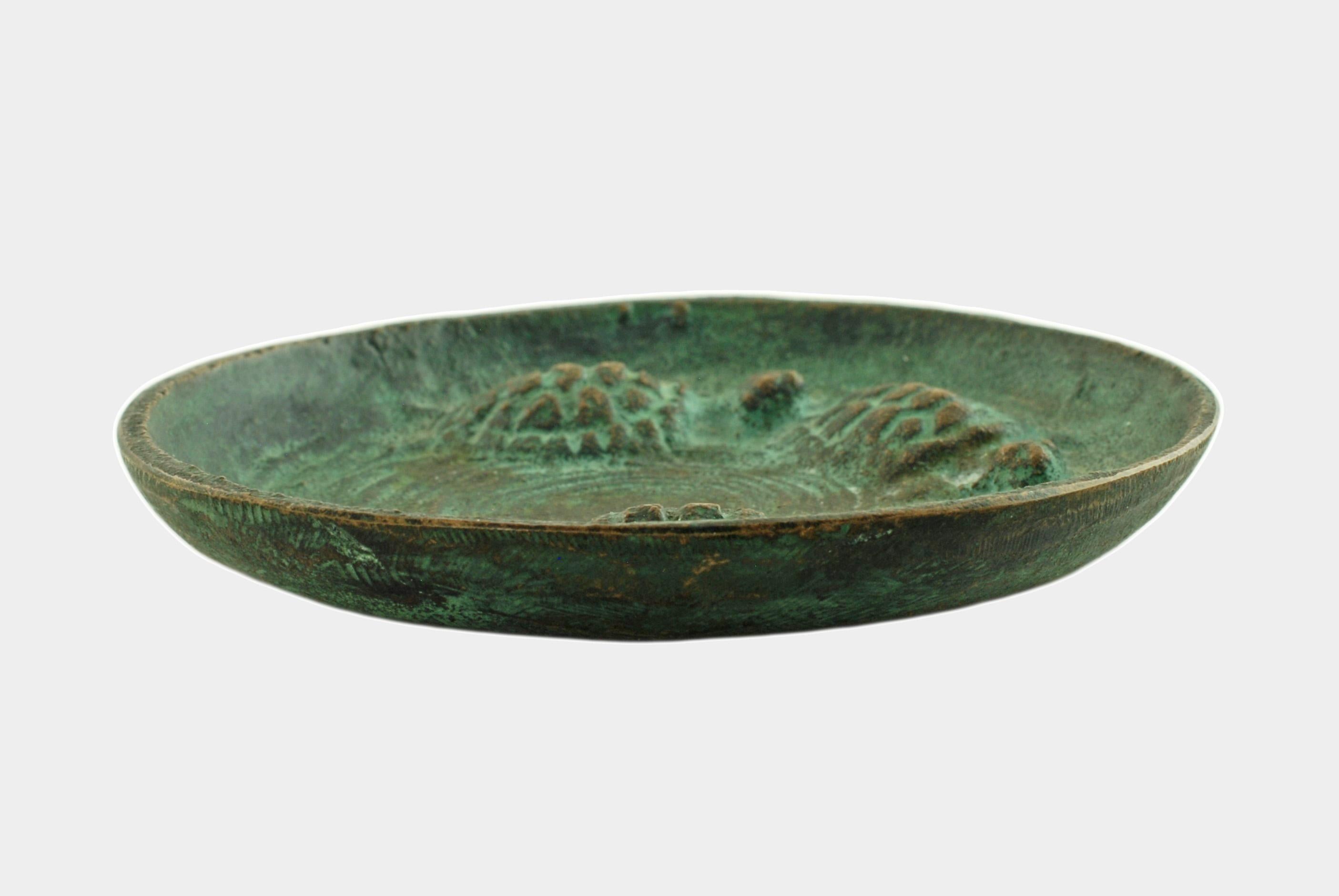 American Early 20th Century E.T. Hurley Bronze 'Swimming Turtles' Pin Dish Ashtray