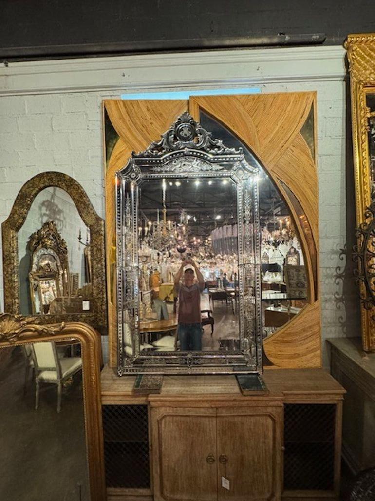 Vetro Specchio veneziano inciso dei primi del Novecento in vendita