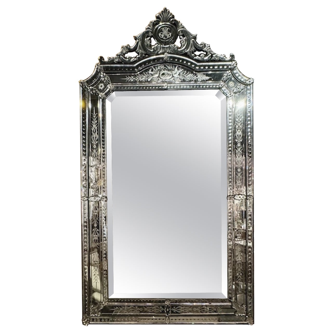 Miroir vénitien gravé du début du 20e siècle