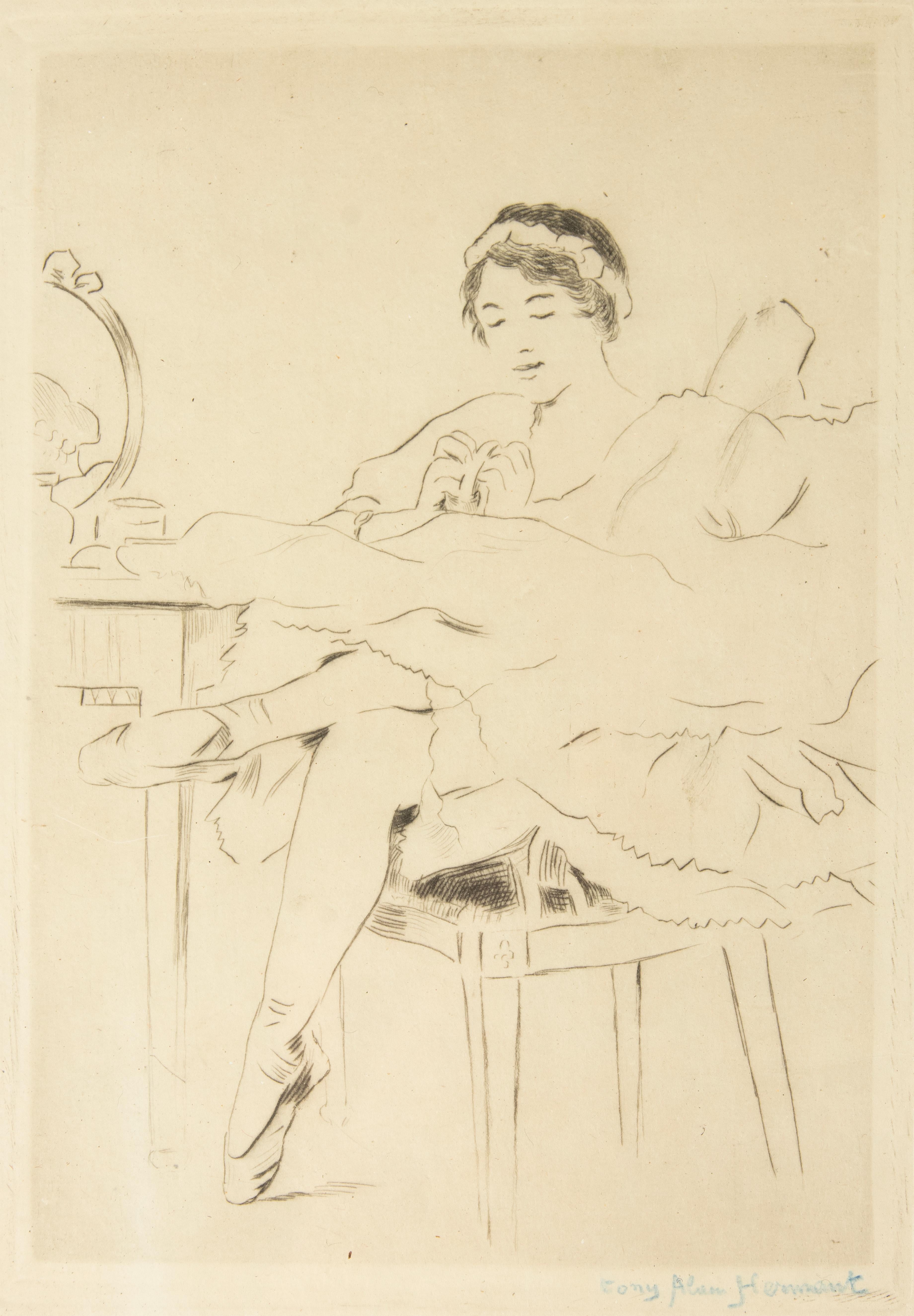 Belle Époque Early 20th Century Etching of a Ballet Dancer - Tony Alain Hermant For Sale