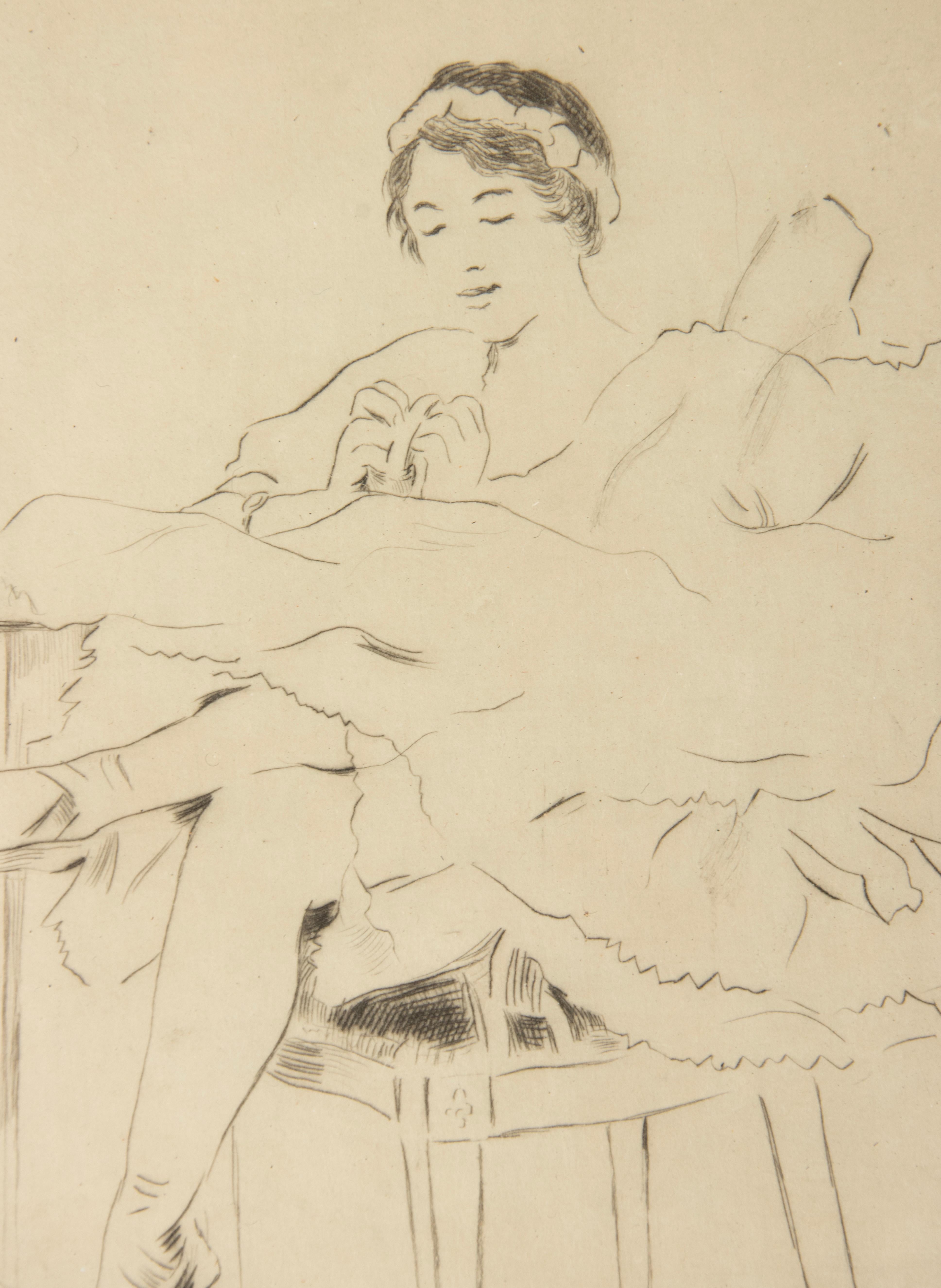 Early 20th Century Etching of a Ballet Dancer - Tony Alain Hermant In Good Condition For Sale In Casteren, Noord-Brabant