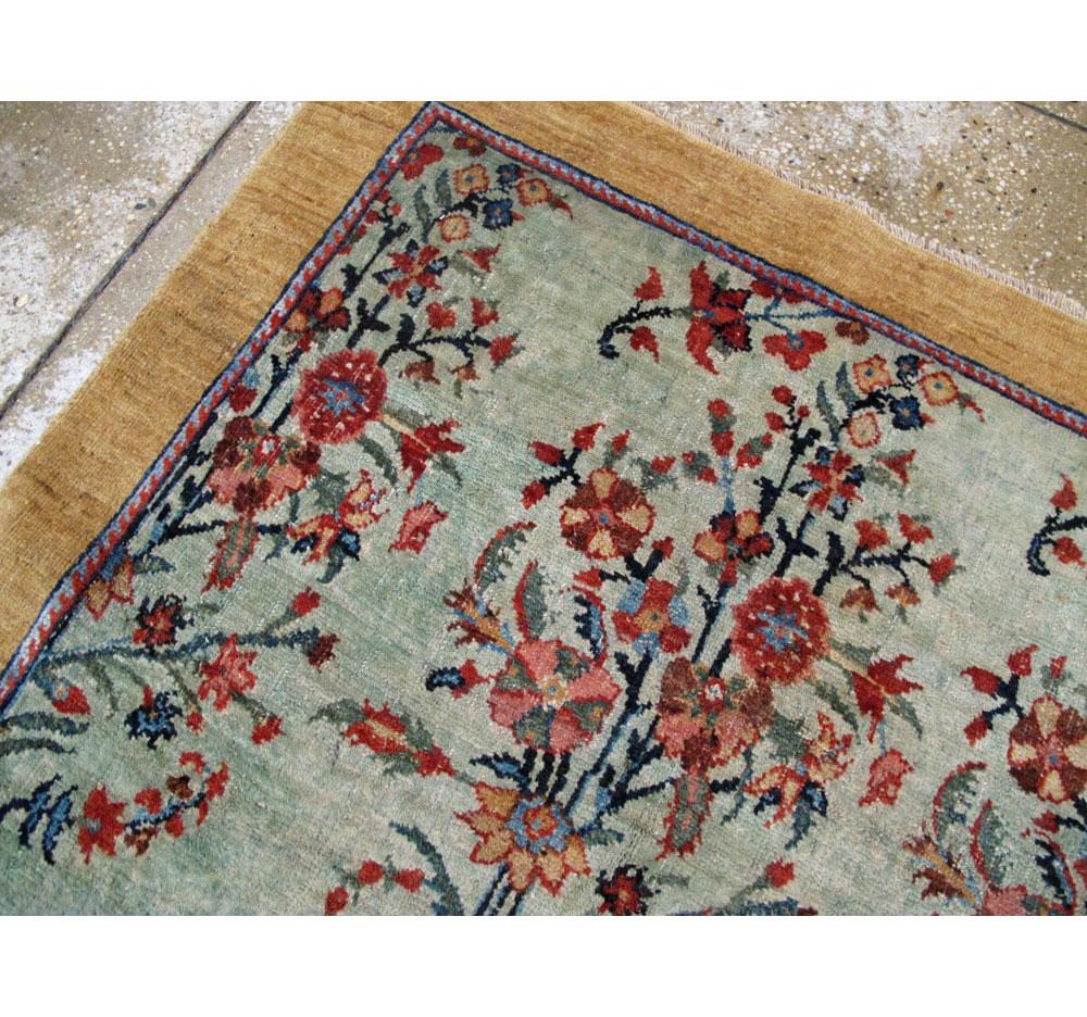 Early 20th Century European Inspired Persian Accent Rug in Seafoam Green 1