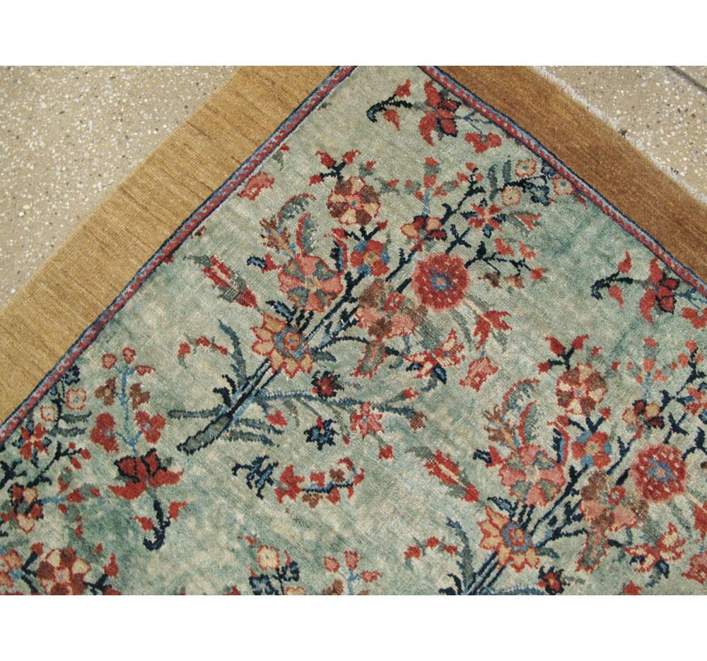 Early 20th Century European Inspired Persian Accent Rug in Seafoam Green 2