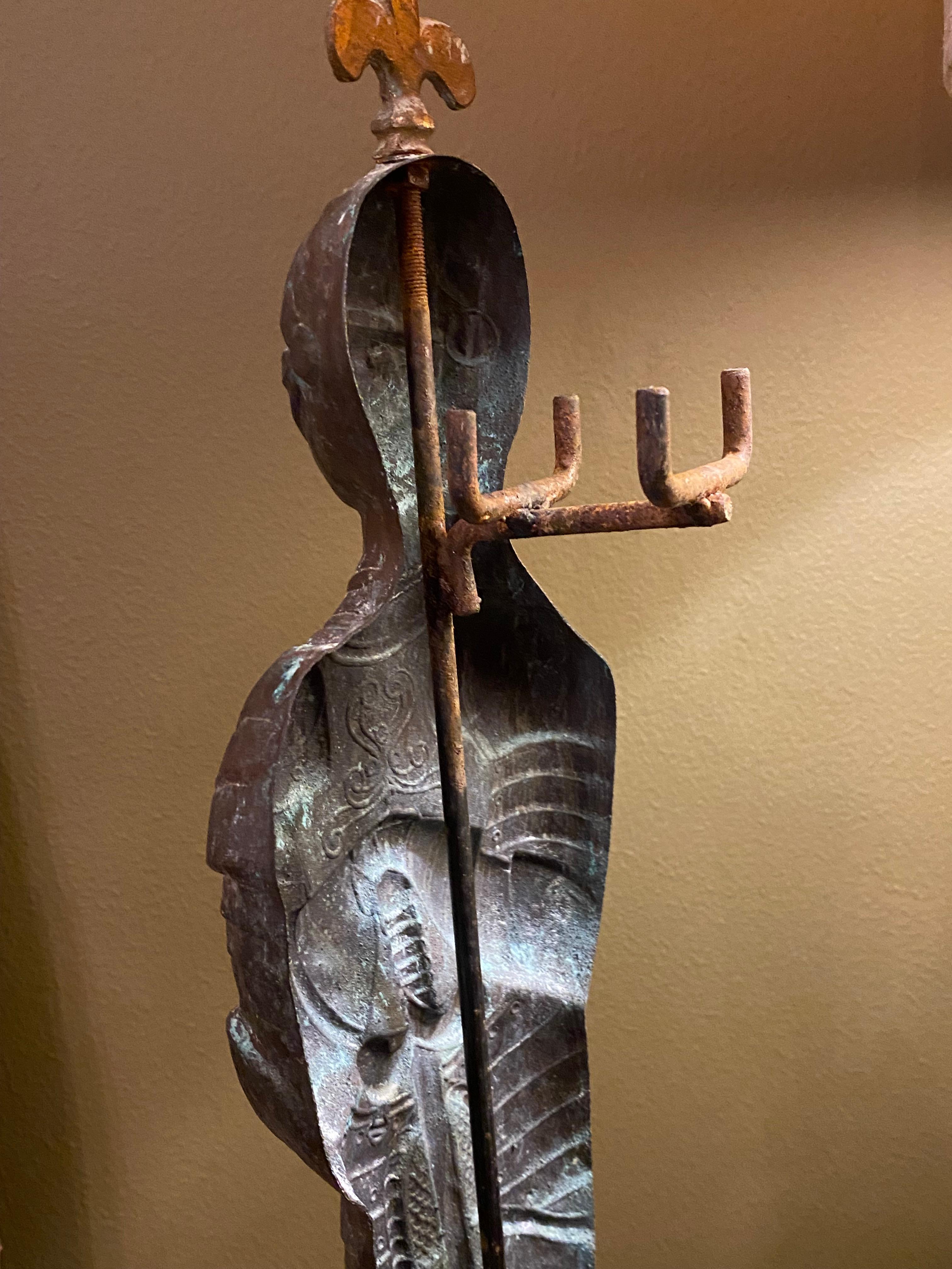 Early 20th Century European Knight in Armor Statue, Copper, Brass, Bronze For Sale 1