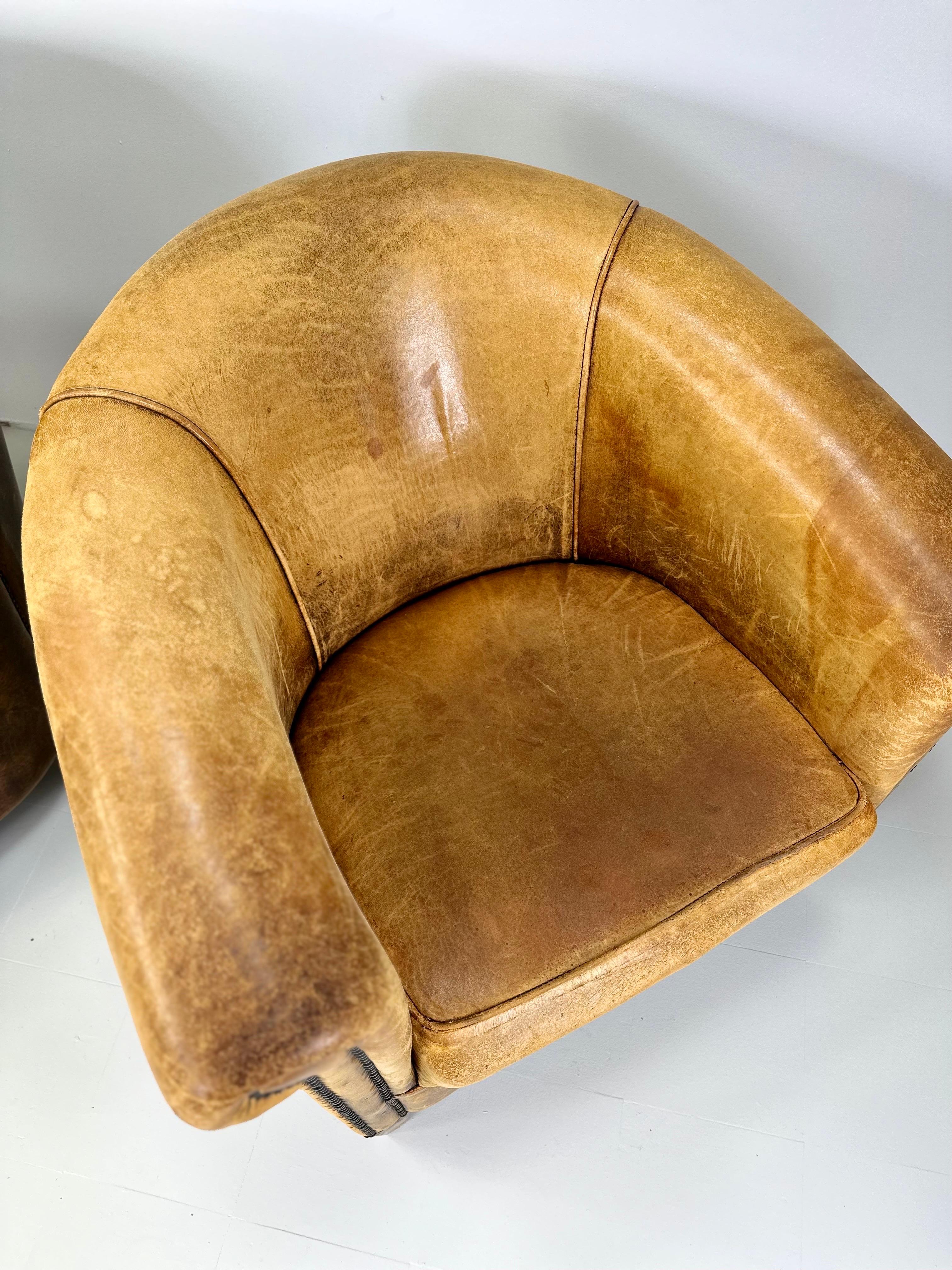 Early 20th Century European Leather Club Chairs For Sale 13