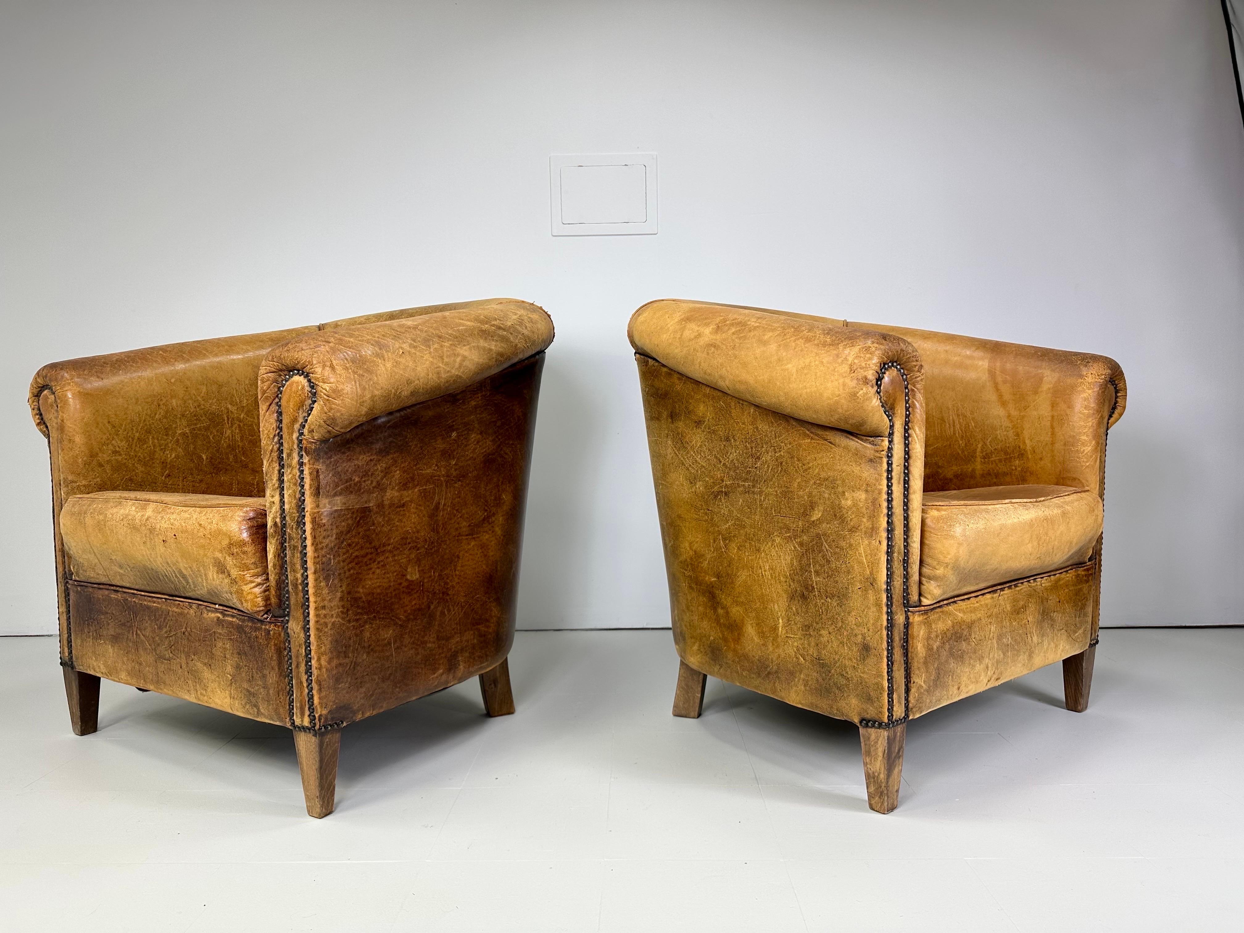 Early 20th Century European Leather Club Chairs For Sale 14