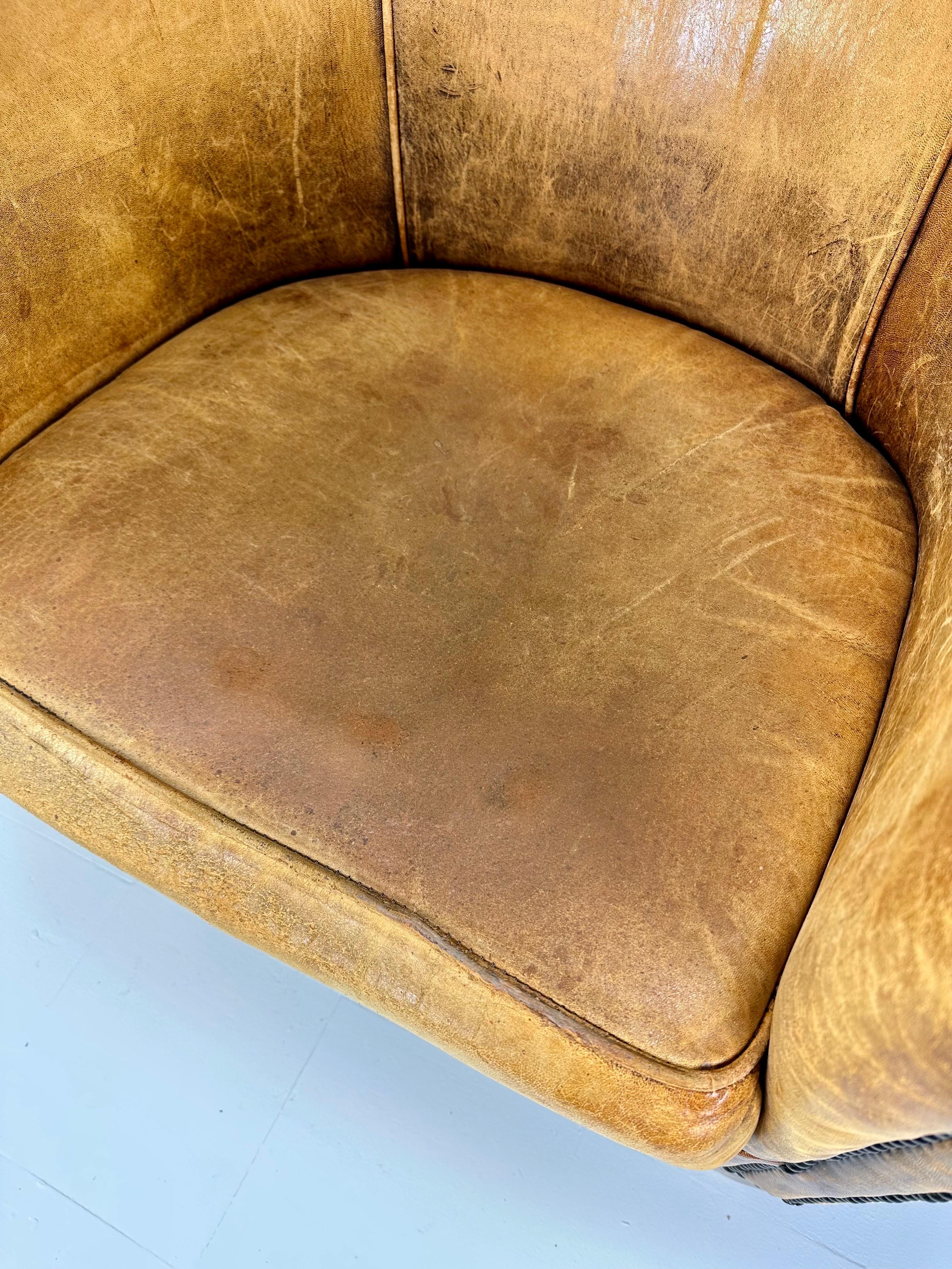 Early 20th Century European Leather Club Chairs For Sale 5