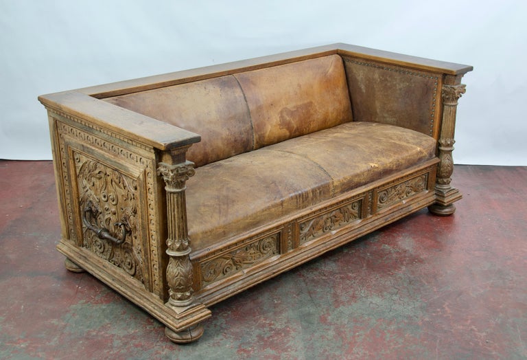 Early 20th Century European Leather Sofa For Sale at 1stDibs