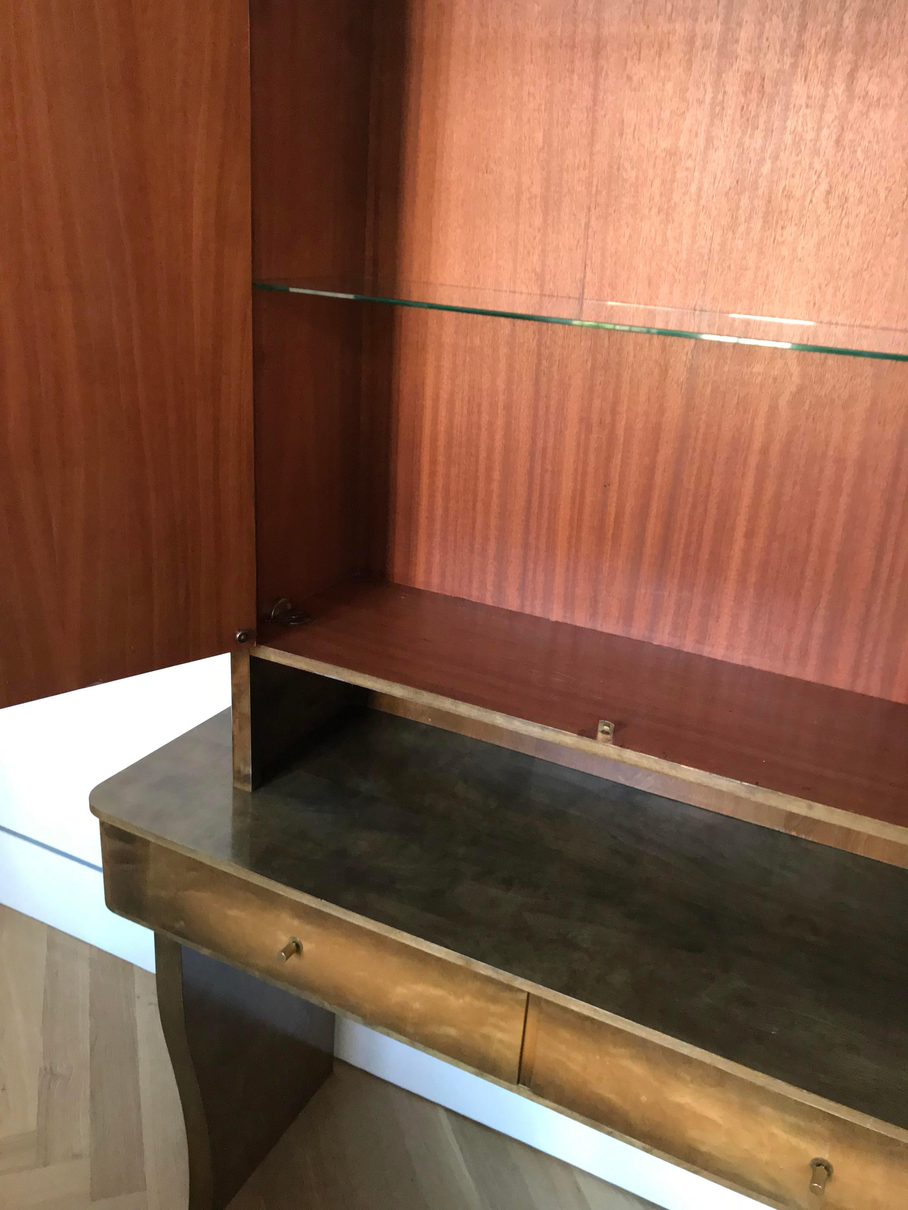Mueble Bar Deco Europeo con Espejo de Principios del Siglo XX 1