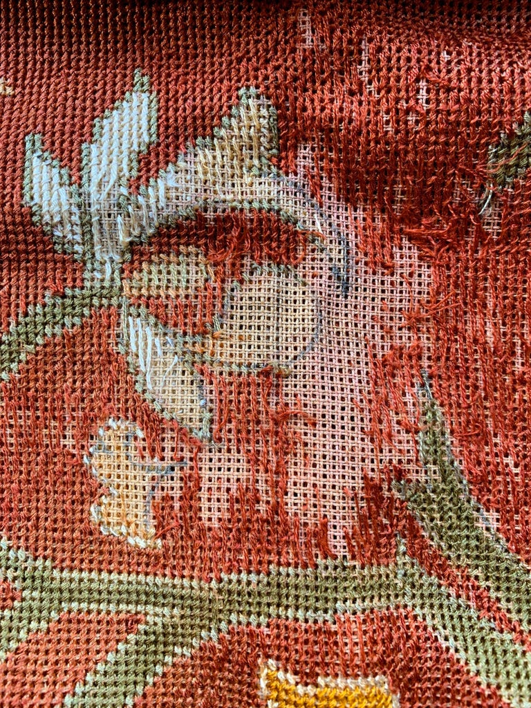 Early 20th Century European Needlepoint Silk Tapestry Wall Jacobean