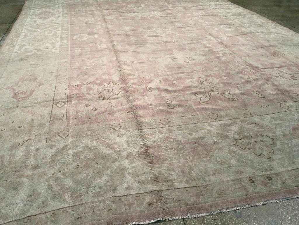 Wool Early 20th Century European Oushak Large Carpet For Sale