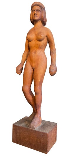 Nude Statue, 20th Century Carved Oak 