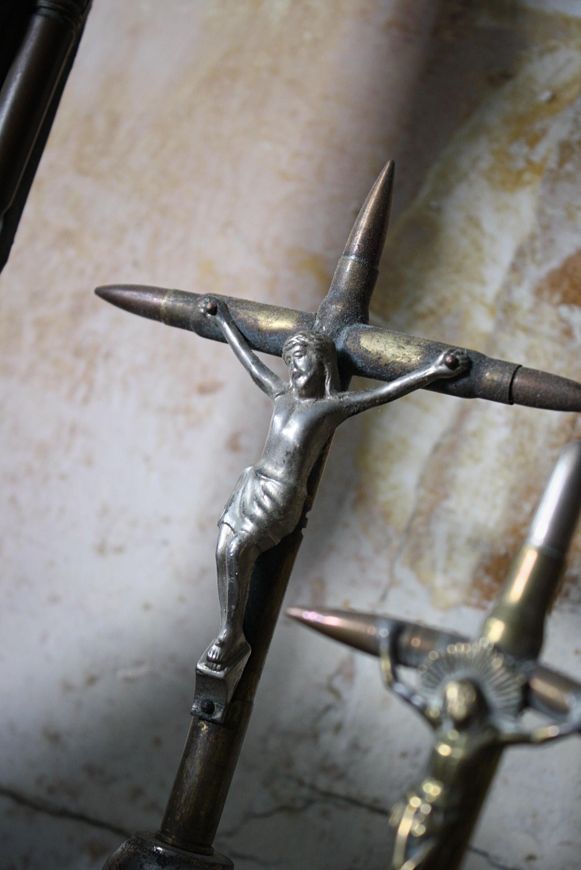 Early 20th Century European Trench Folk Art Bullets Crucifix Macabre War 1