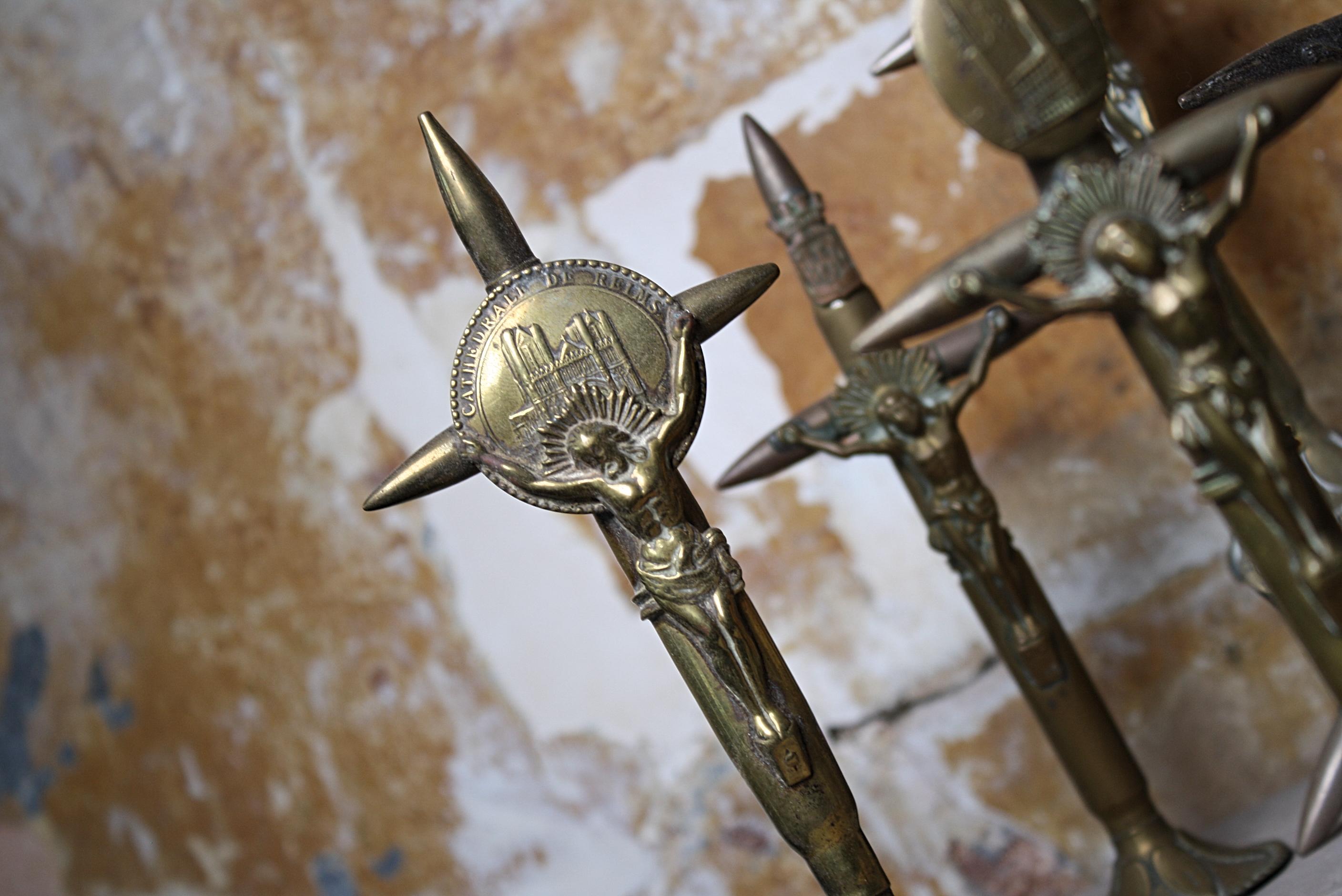 Early 20th Century European Trench Folk Art Bullets Crucifix Macabre War 2