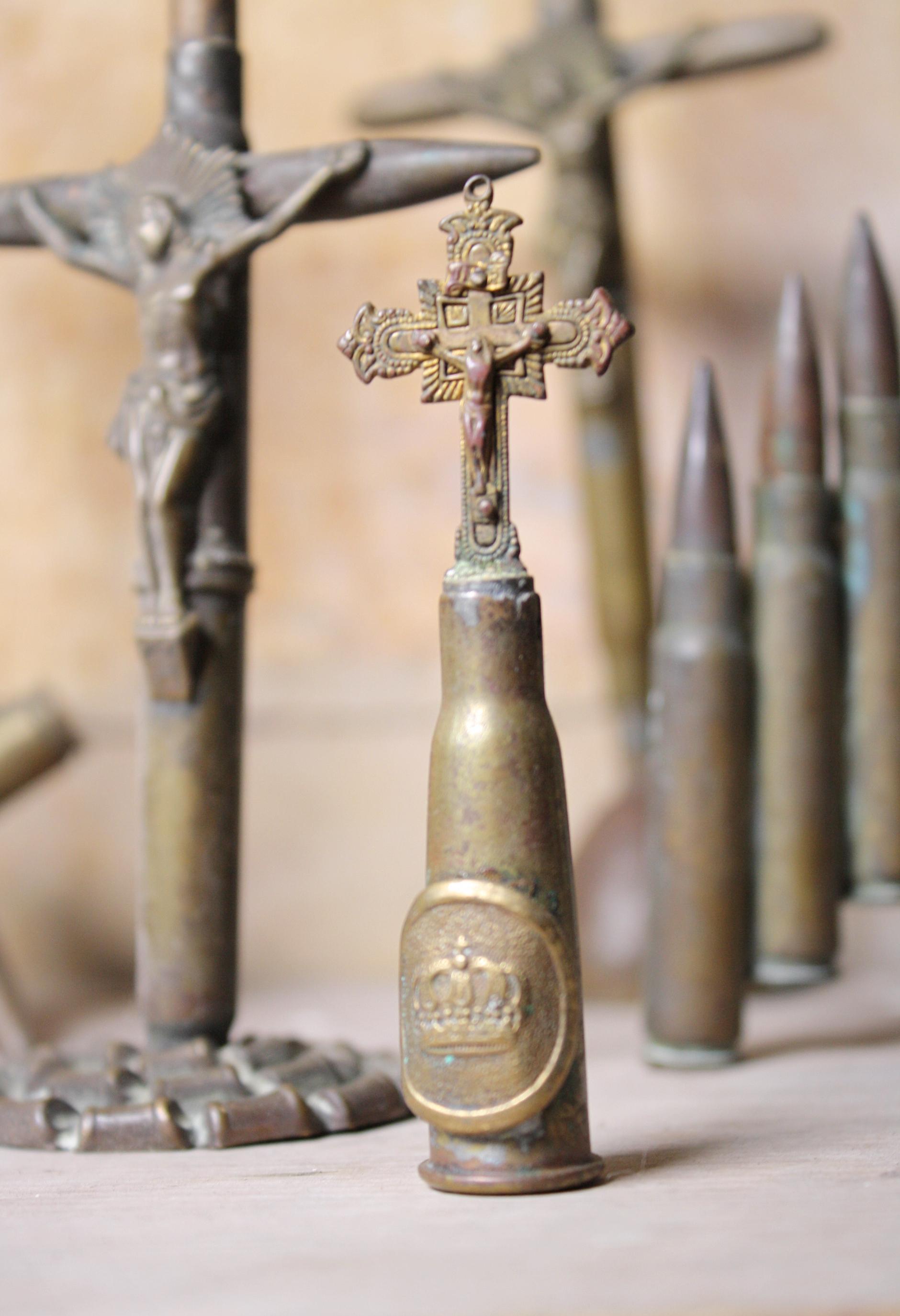 Early 20th Century European Trench Folk Art Bullets Crucifix Macabre War 4