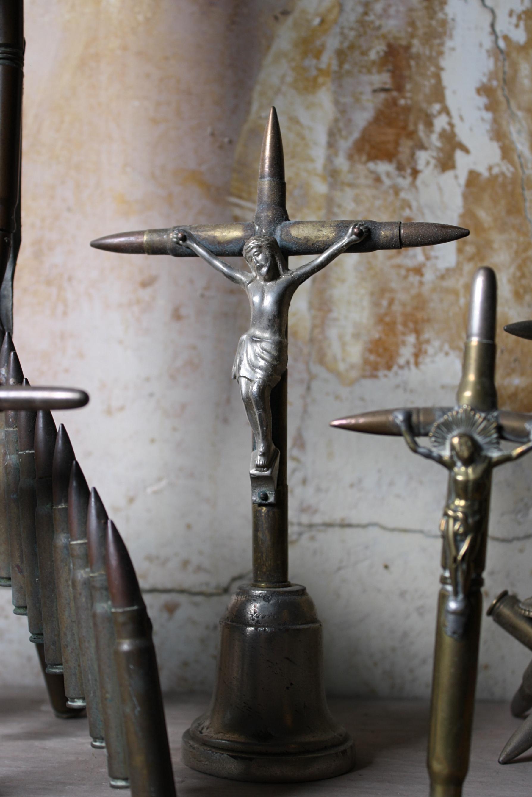 Early 20th Century European Trench Folk Art Bullets Crucifix Macabre War 5