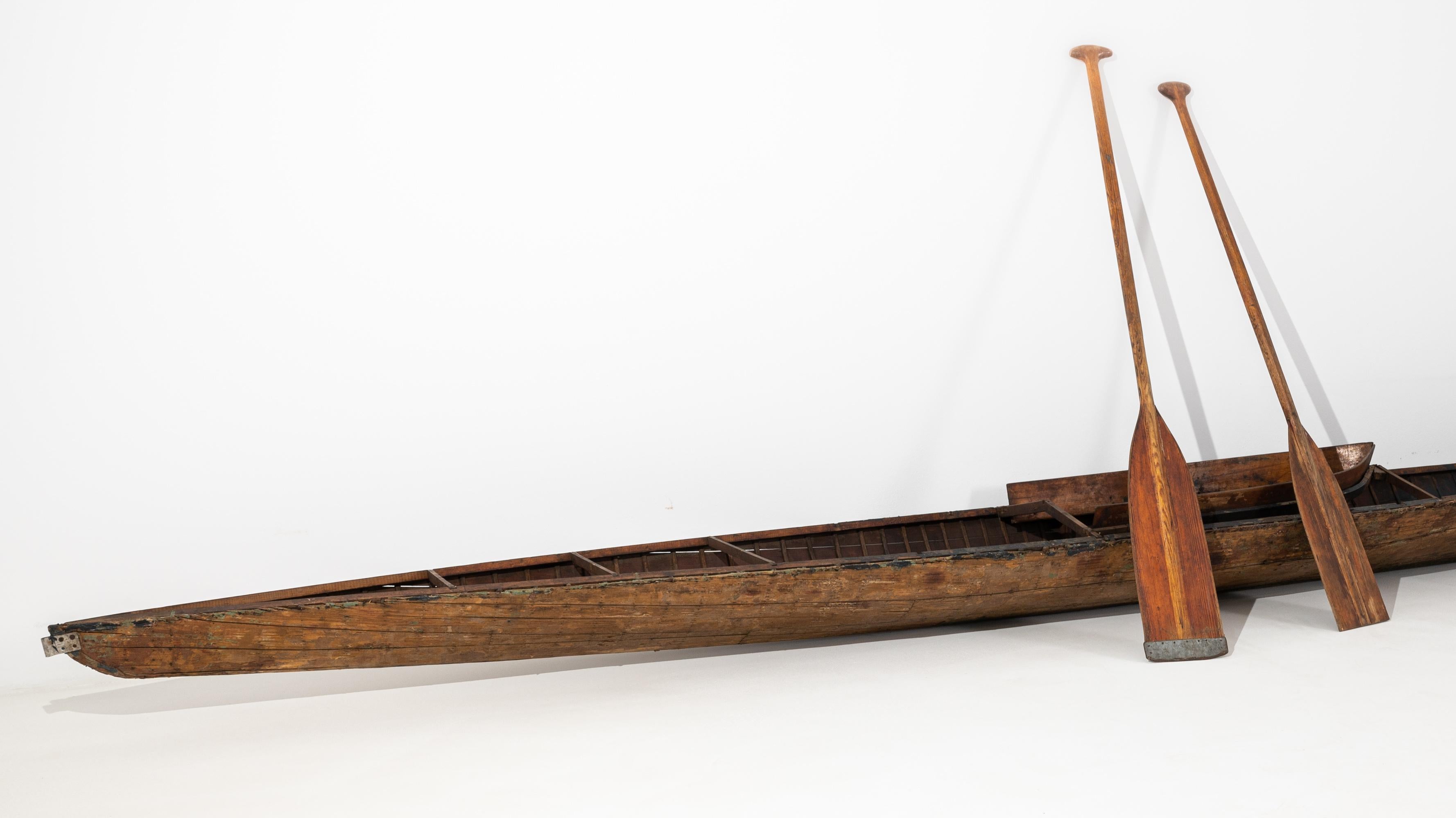 Early 20th Century, European Wooden Kayak In Good Condition In High Point, NC