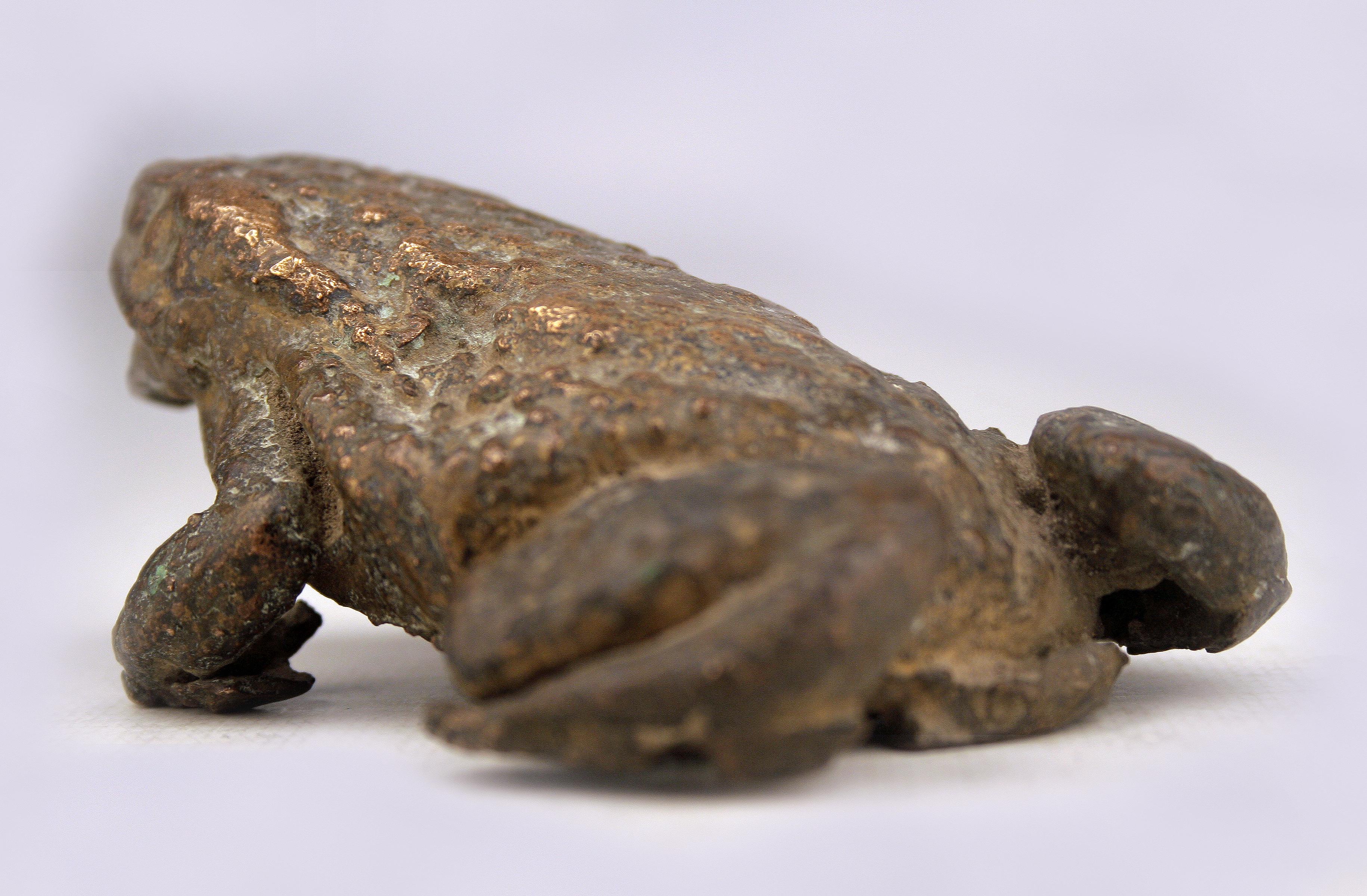 French Early 20th Century Expressionist Giacometti-Like Patinated Bronze Toad Sculpture