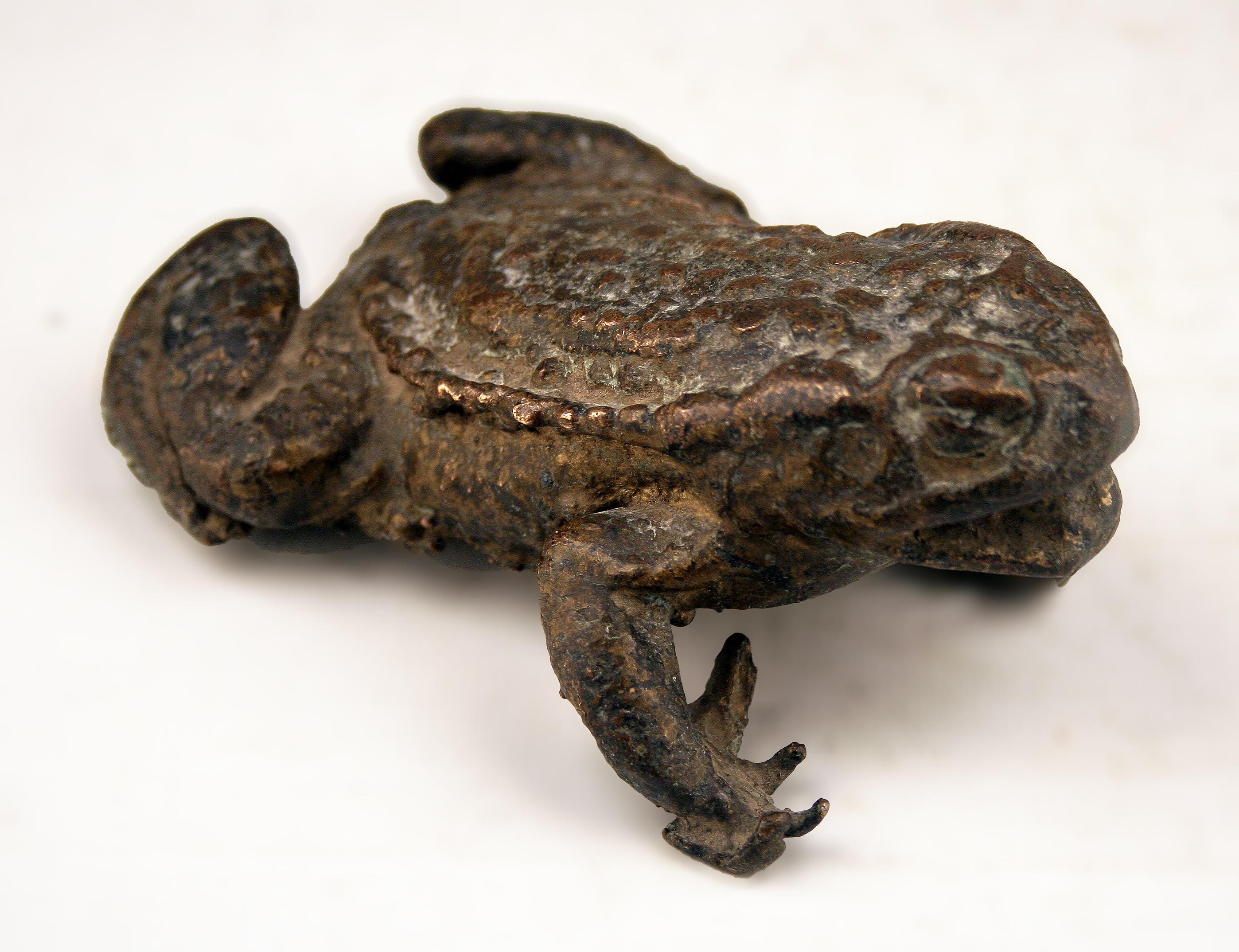 Early 20th Century Expressionist Giacometti-Like Patinated Bronze Toad Sculpture In Fair Condition In North Miami, FL
