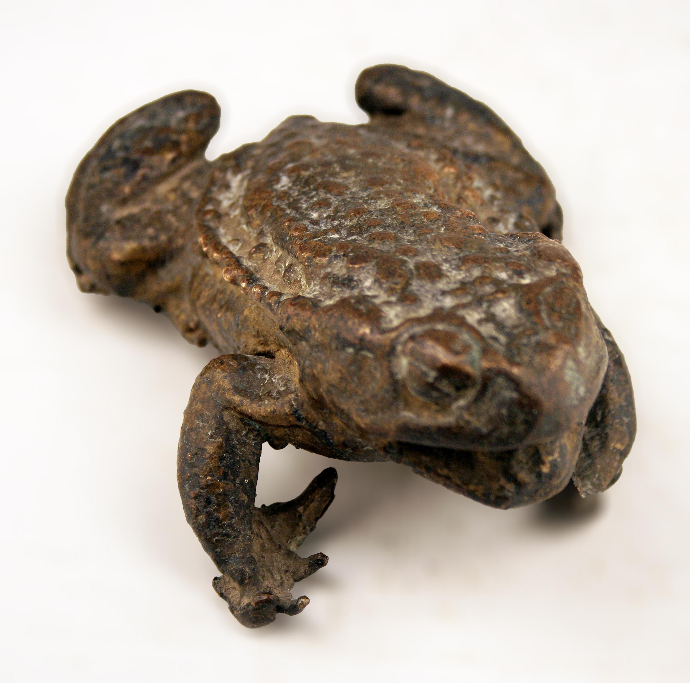Early 20th Century Expressionist Giacometti-Like Patinated Bronze Toad Sculpture 1