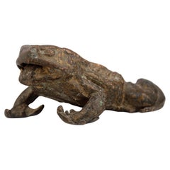 Early 20th Century Expressionist Giacometti-Like Patinated Bronze Toad Sculpture