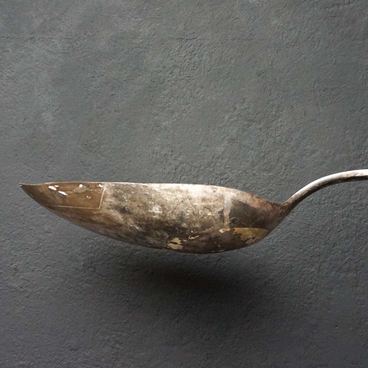 Belgian Early 20th Century Extra Large Belgium Plated Silver Advertising Spoon Sign For Sale