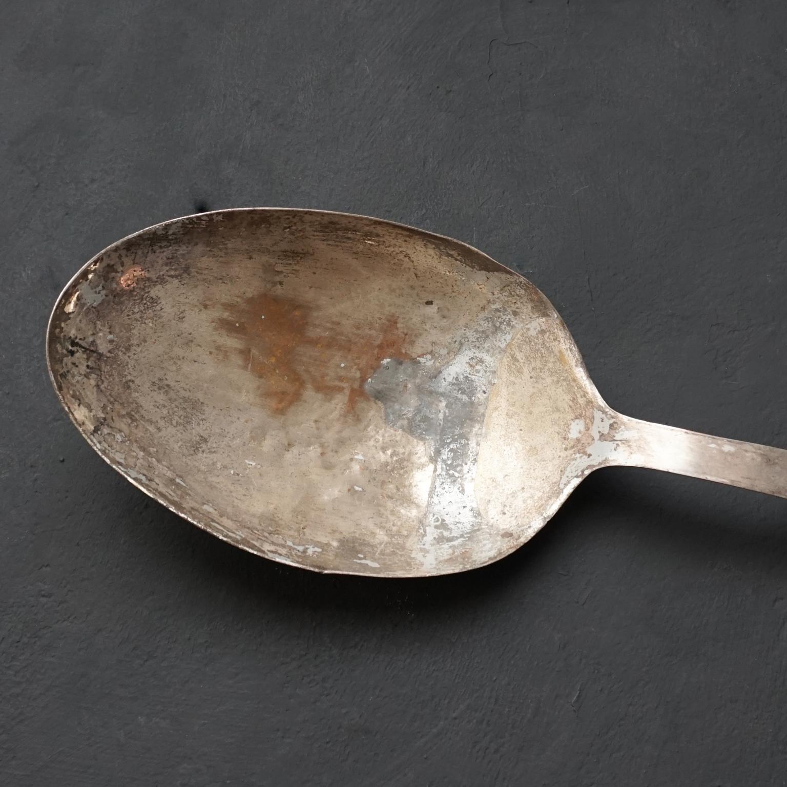 Painted Early 20th Century Extra Large Belgium Plated Silver Advertising Spoon Sign For Sale
