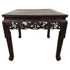 Early 20th Century Extraordinary Antique Carved Hardwood Dragon Square Table