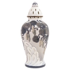 Early 20th Century Fanny Garde for Bing & Grøndahl Art Nouveau Lidded Jar Relief