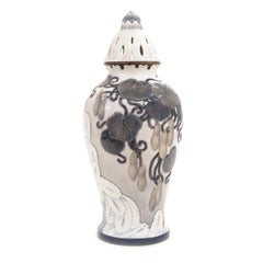 Early 20th Century Fanny Garde for Bing & Grøndahl Art Nouveau Lidded Jar Relief