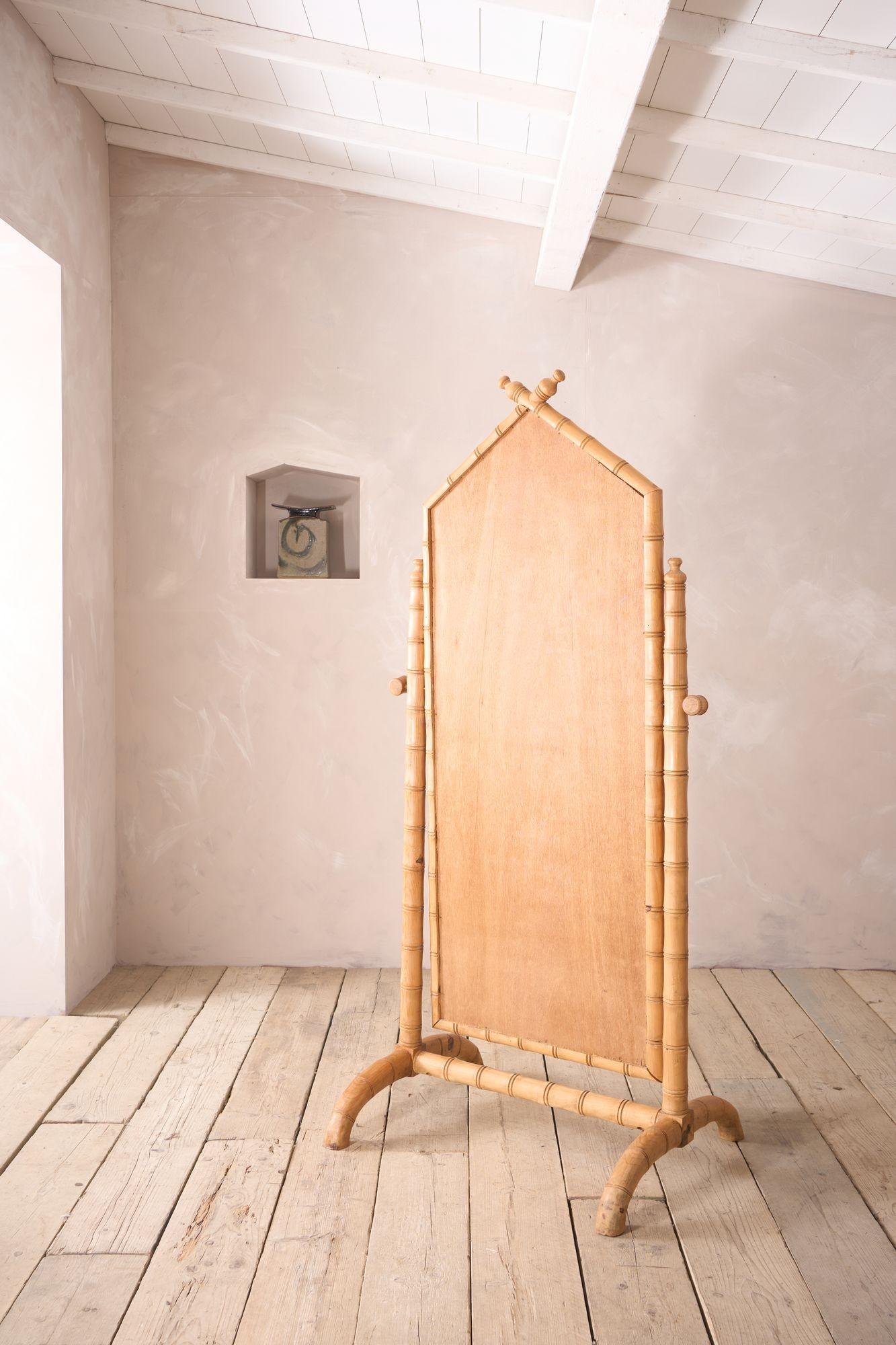 Early 20th century Faux bamboo cheval mirror For Sale 1