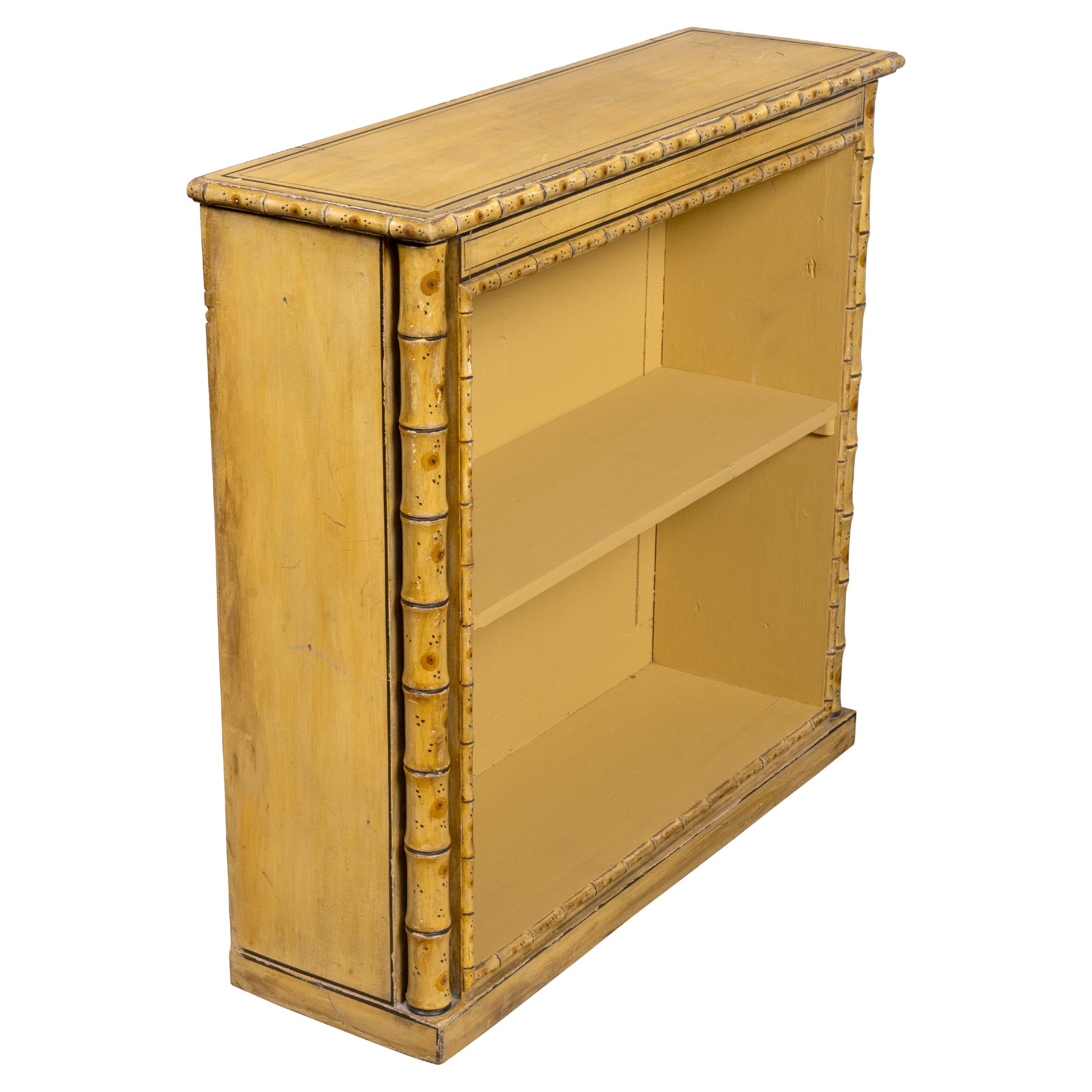 Early 20th Century Faux Bamboo Painted Bookcase or Console Cabinet For Sale