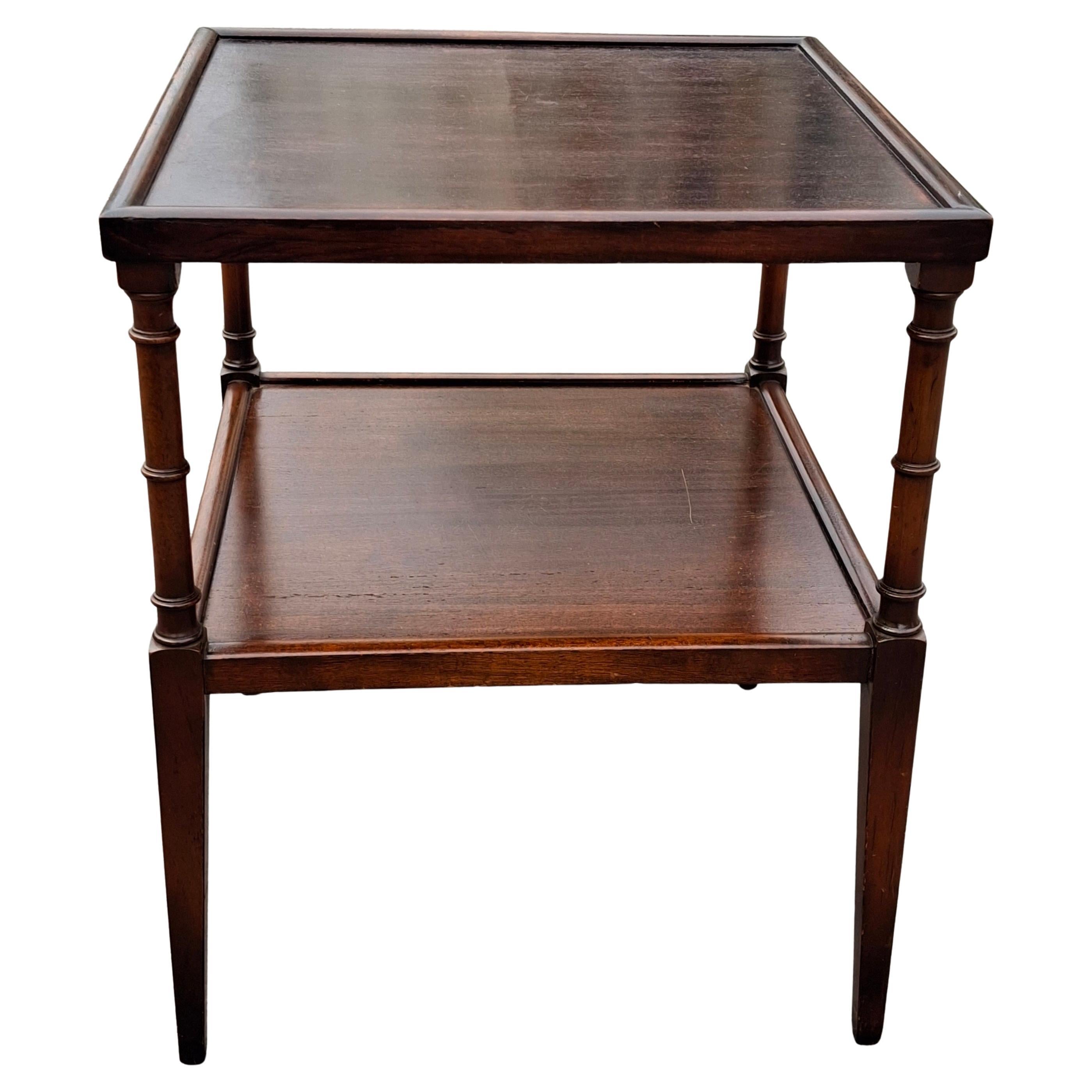 Early 20th Century Faux Bamboo Stained Mahogany Tiered Side Table