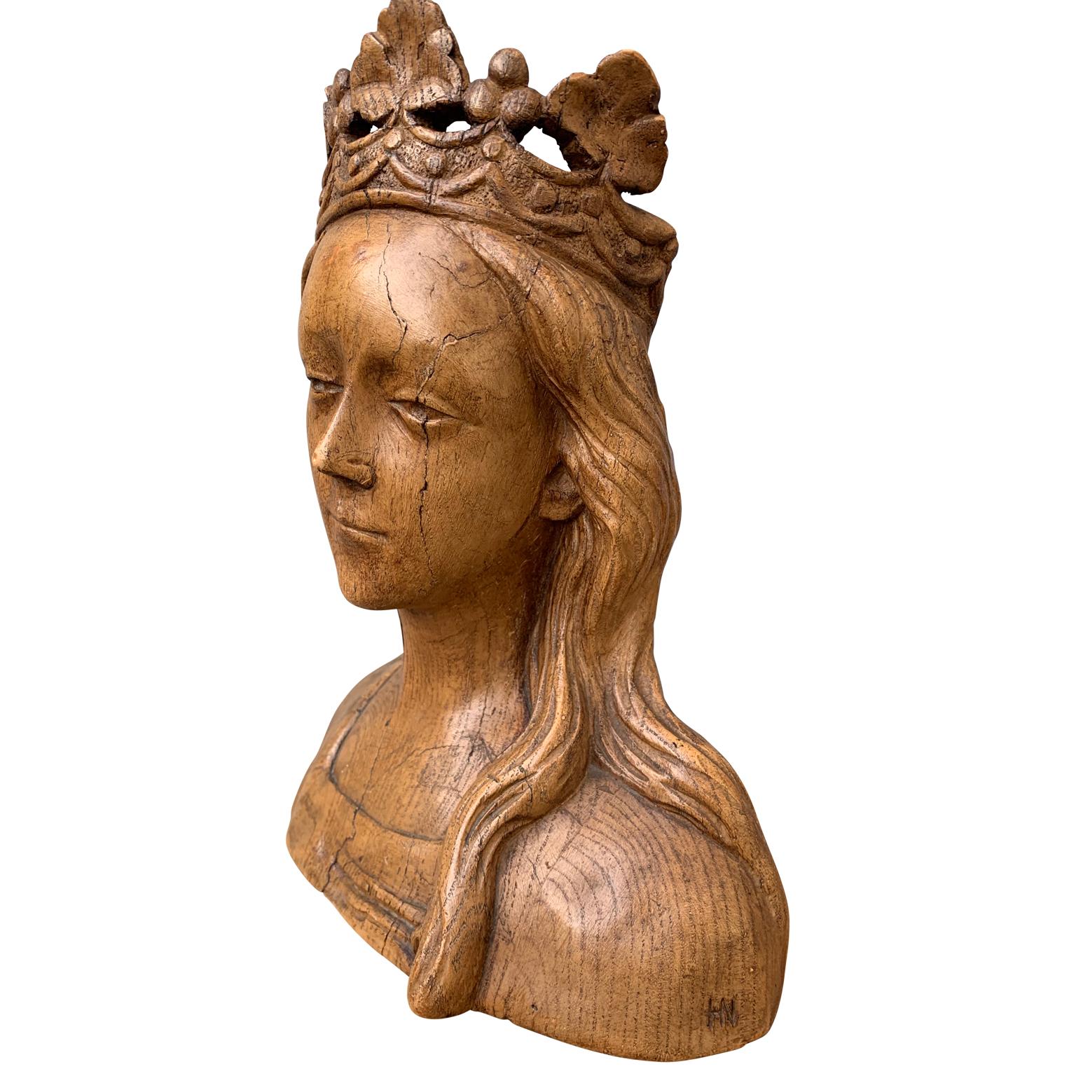 Renaissance Revival Early 20th Century Faux Bois Terracotta Sculpture of the Virgin Mary