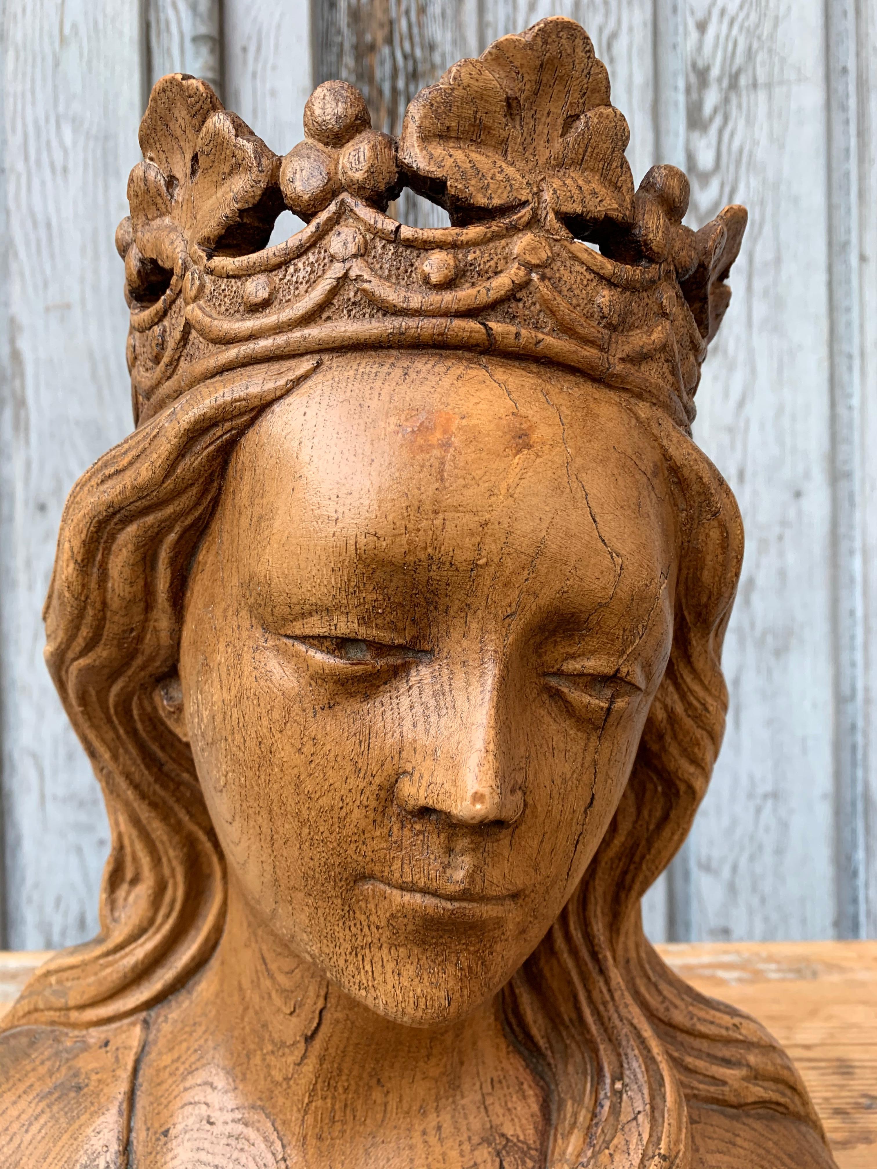 Early 20th Century Faux Bois Terracotta Sculpture of the Virgin Mary 3