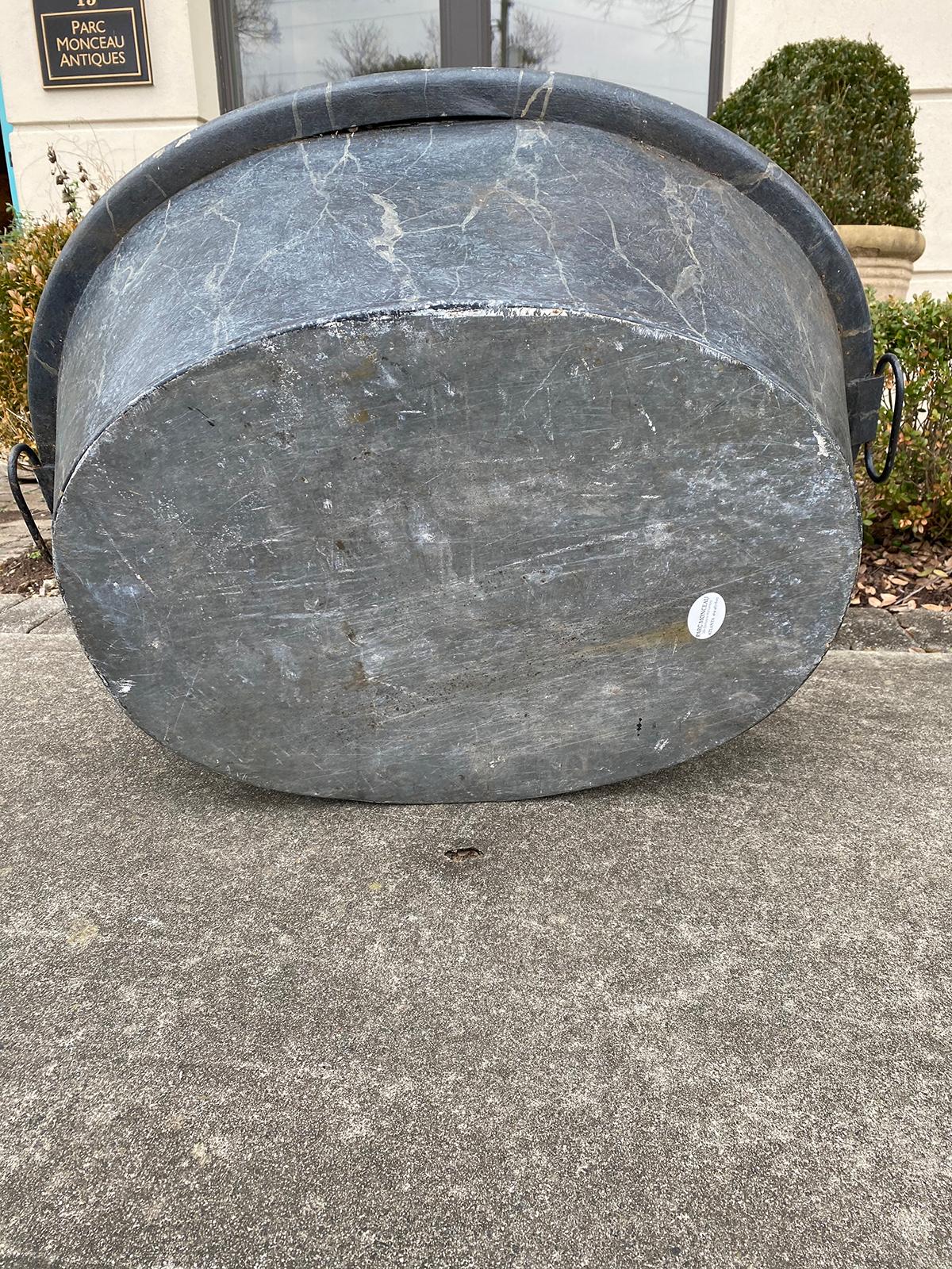 Early 20th Century Faux Marble Tole Footbath, Large Scale For Sale 8